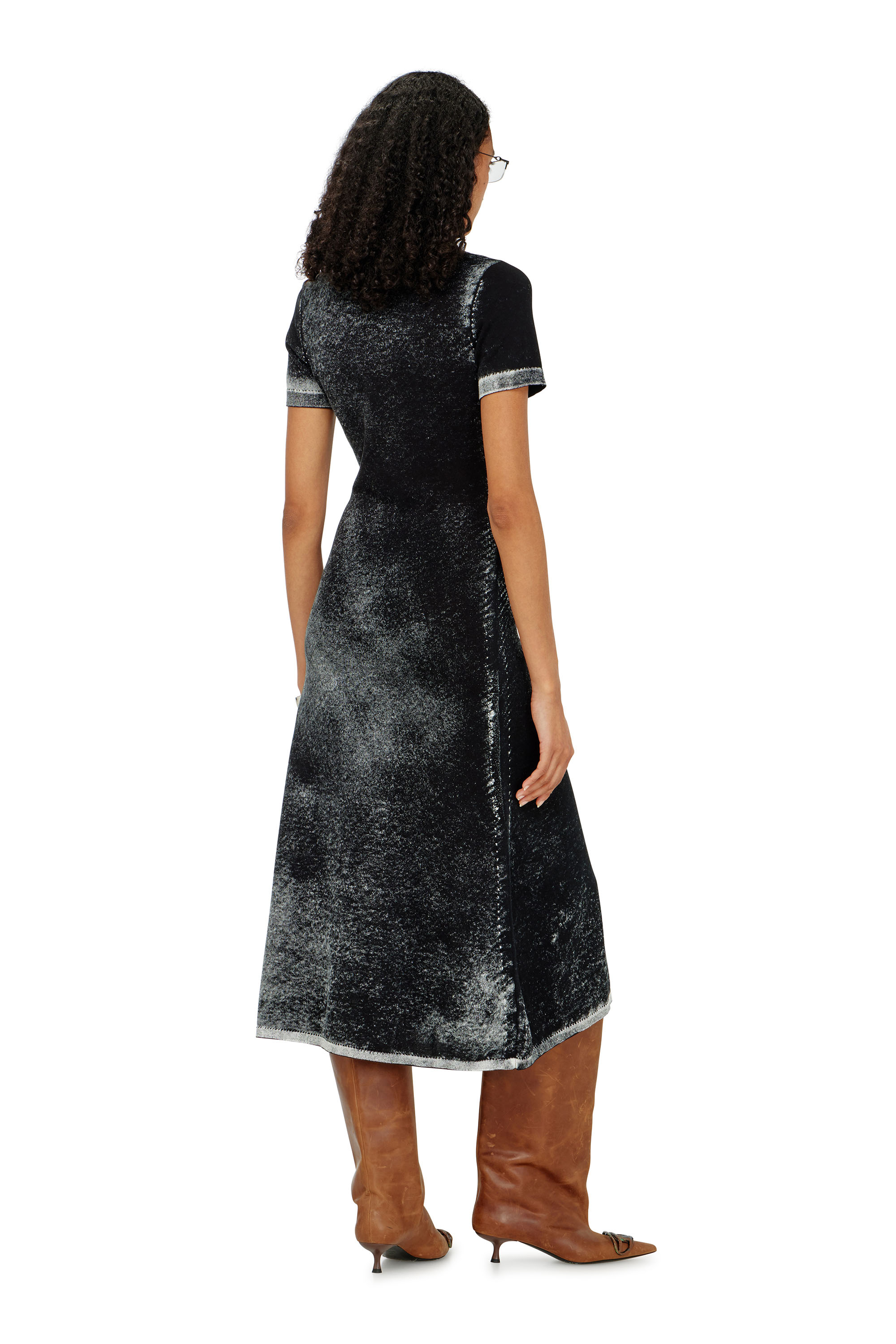 Diesel - M-LOURENS, Abito polo in maglia con stampa interna Donna in Nero - 4