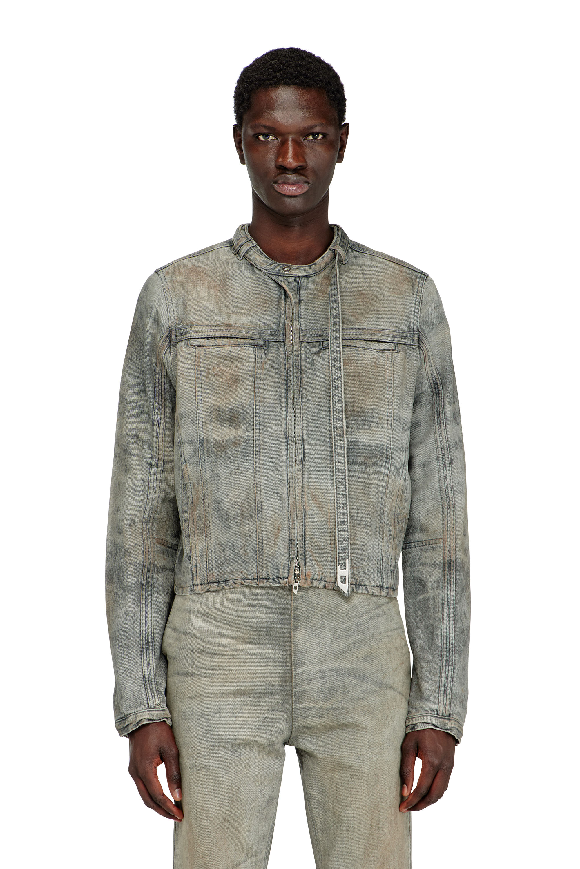 Diesel - D-VULMAR-FSI, Giacca in satin denim di cotone e canapa Uomo in Grigio - 3