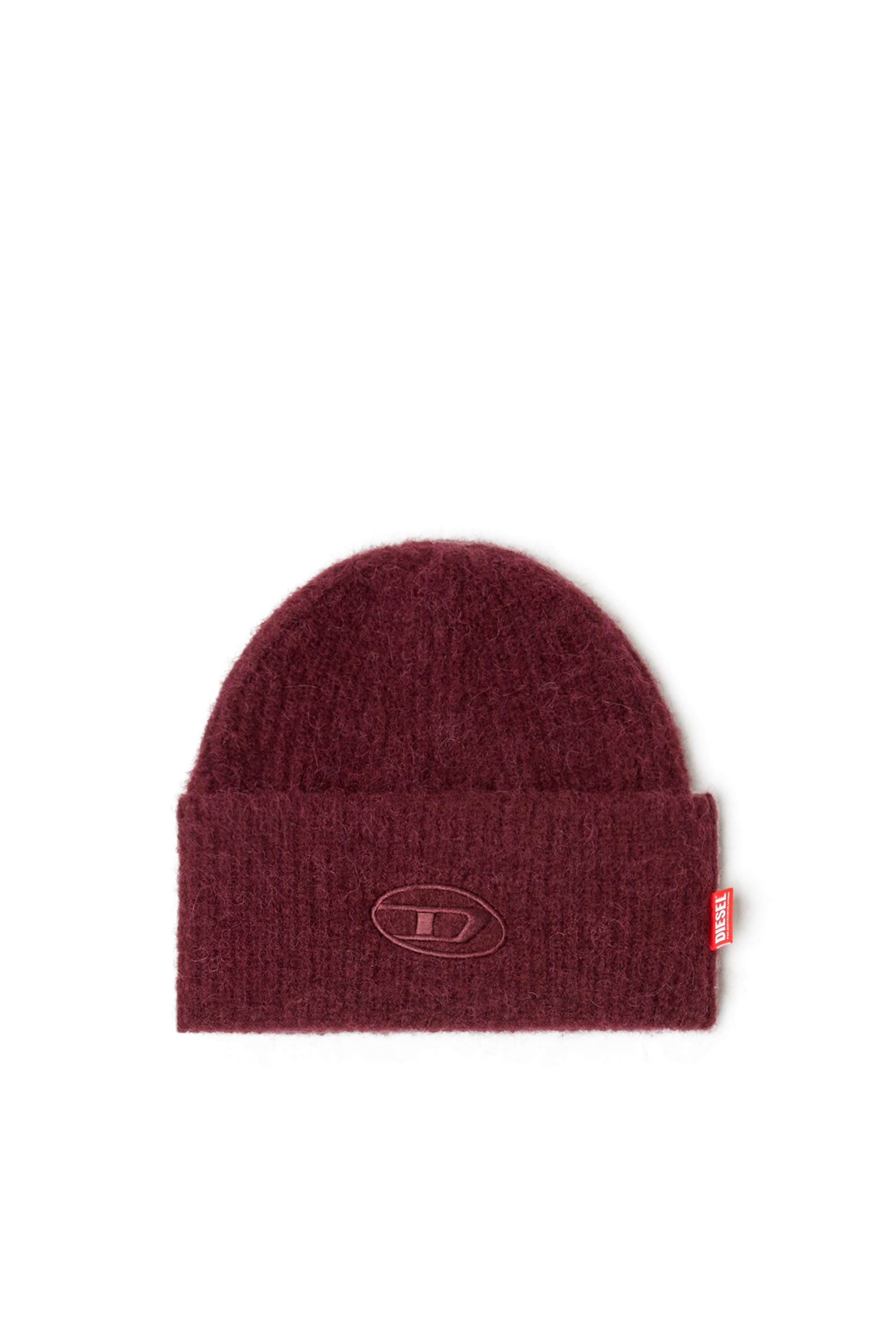 Diesel - FR-K-LOLLO-HAT, Berretto burgundy con ricamo Oval D Unisex in Rosso - 1