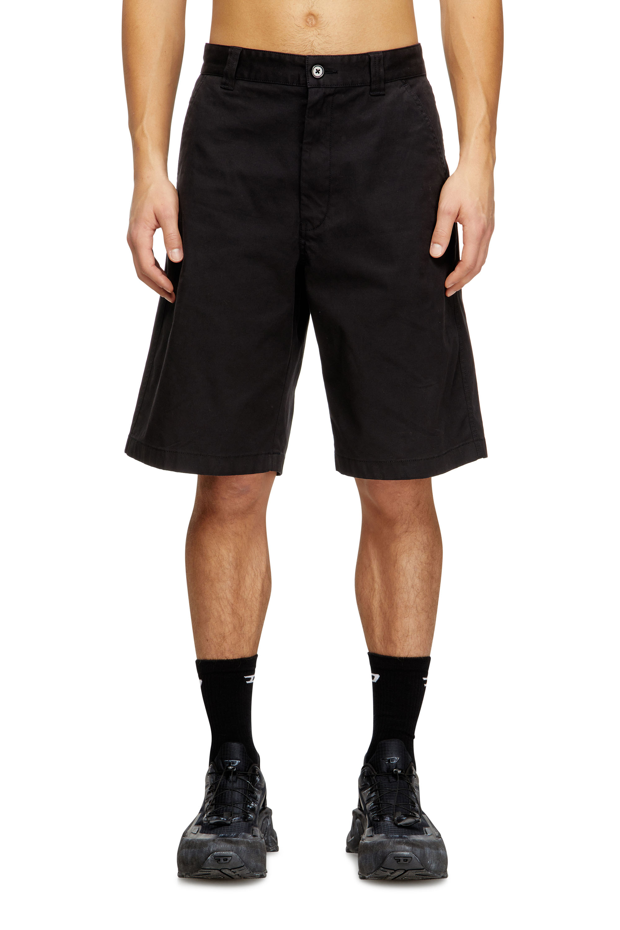 Diesel - P-HANT-CHINO-SHORT-EPCH, Pantaloncini di cotone con trattamento stonewash Uomo in Nero - 3