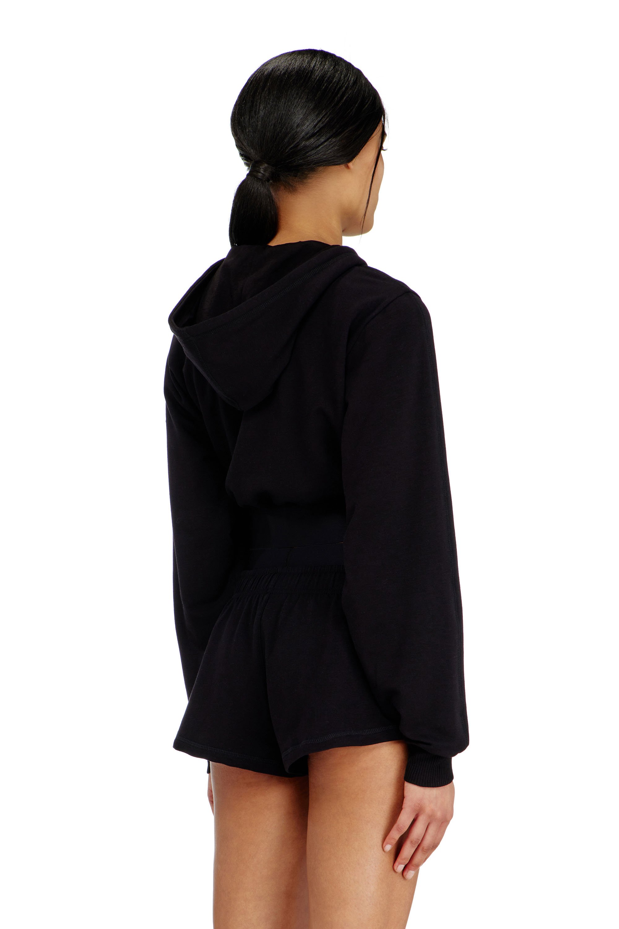 Diesel - NIKA-D-POP, Felpa cropped con banda logo Donna in Nero - 3