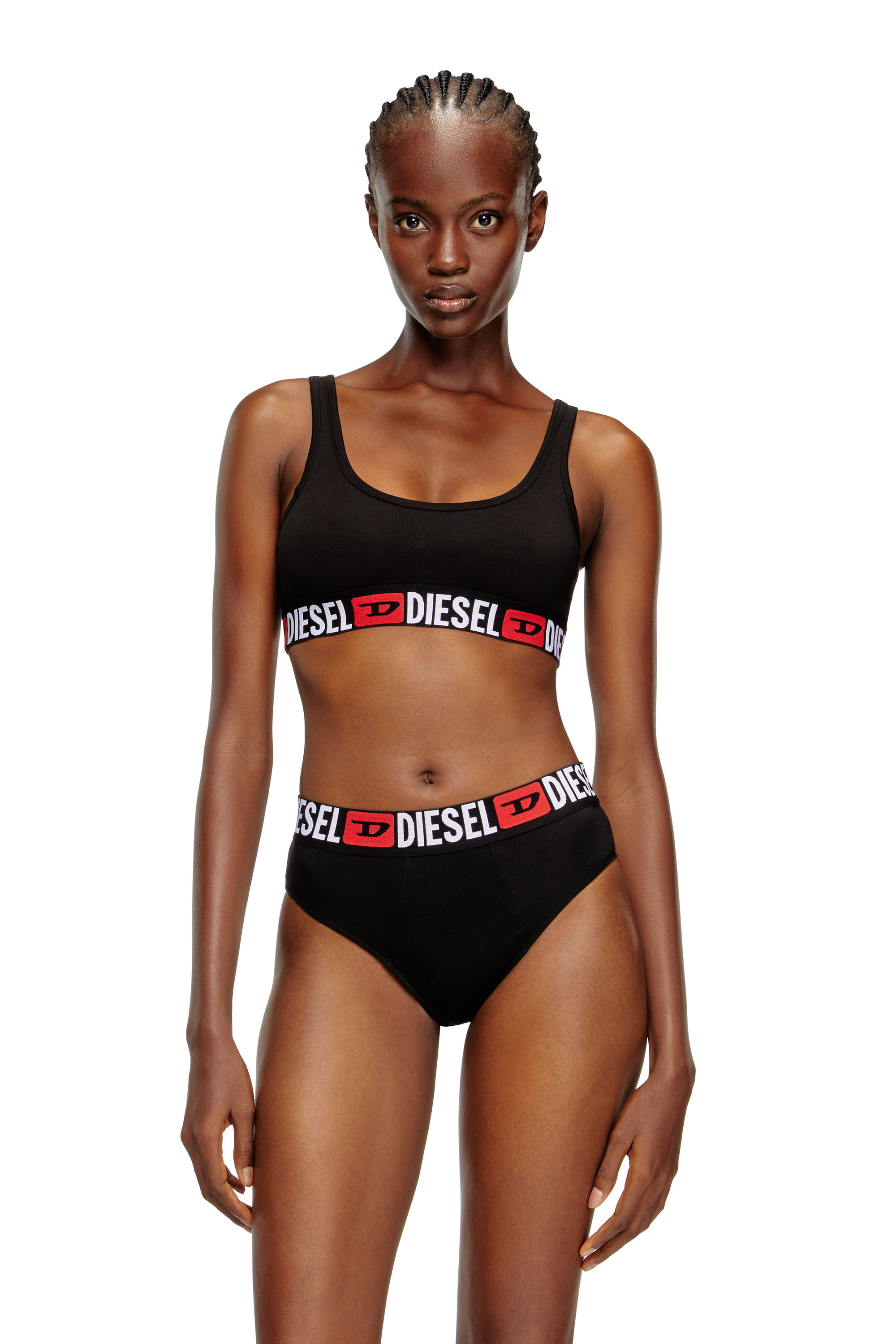 Diesel - UFSB-ORIBA, Bralette con fascia logata Donna in Nero - 1