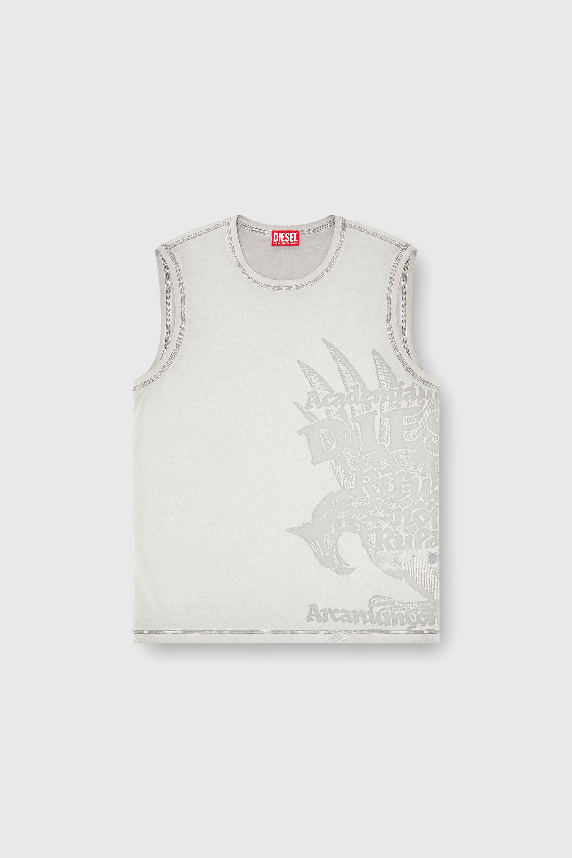 Diesel - T-RAWBISCO, Top smanicato con grafiche in rilievo Uomo in Grigio - 2