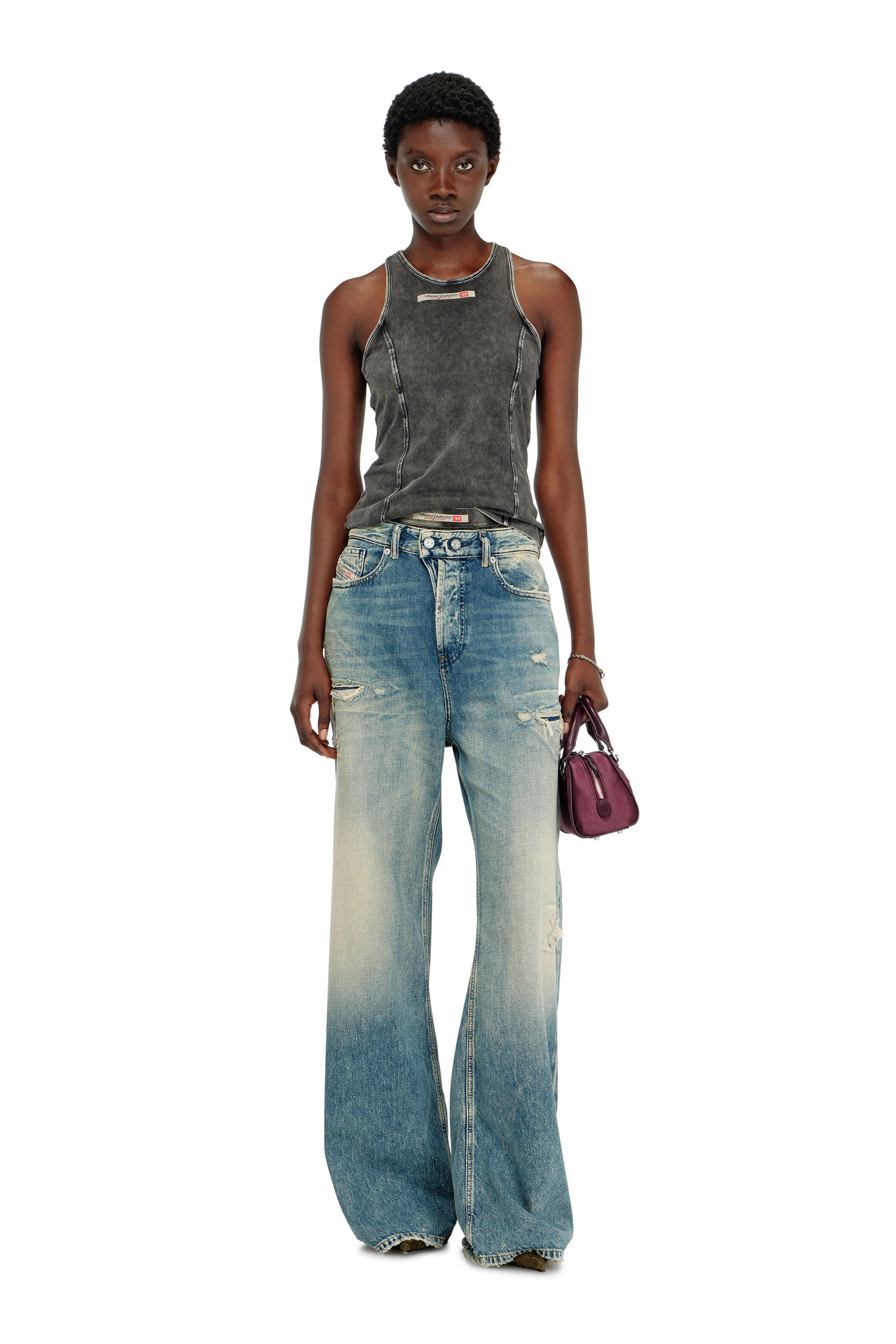 Diesel - IRENE-DNM, Woman's Cotton tank top with treated effect in null - 5