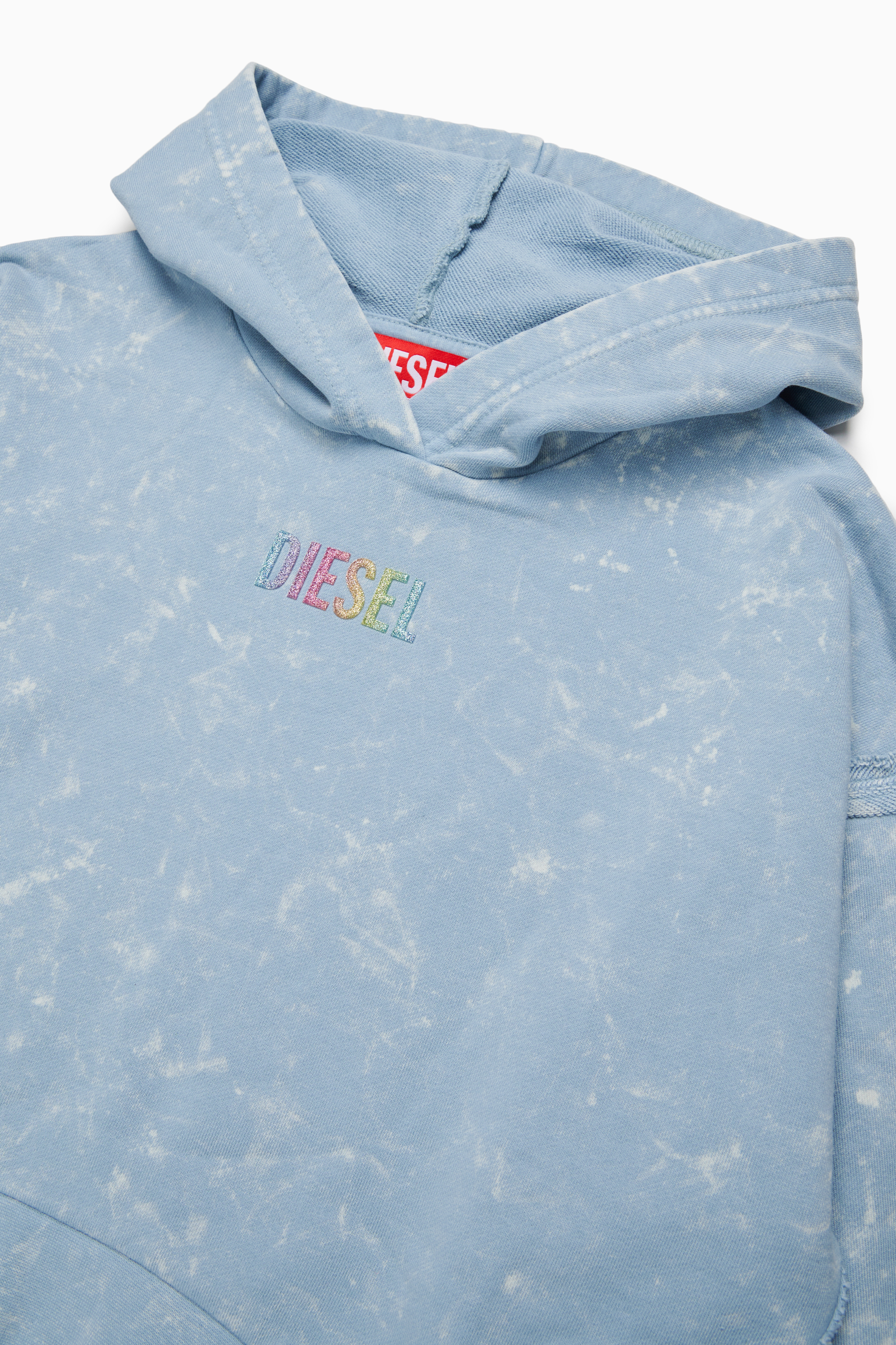 Diesel - SLOXY, Felpa con cappuccio effetto tie-dye con logo arcobaleno Donna in Blu - 3