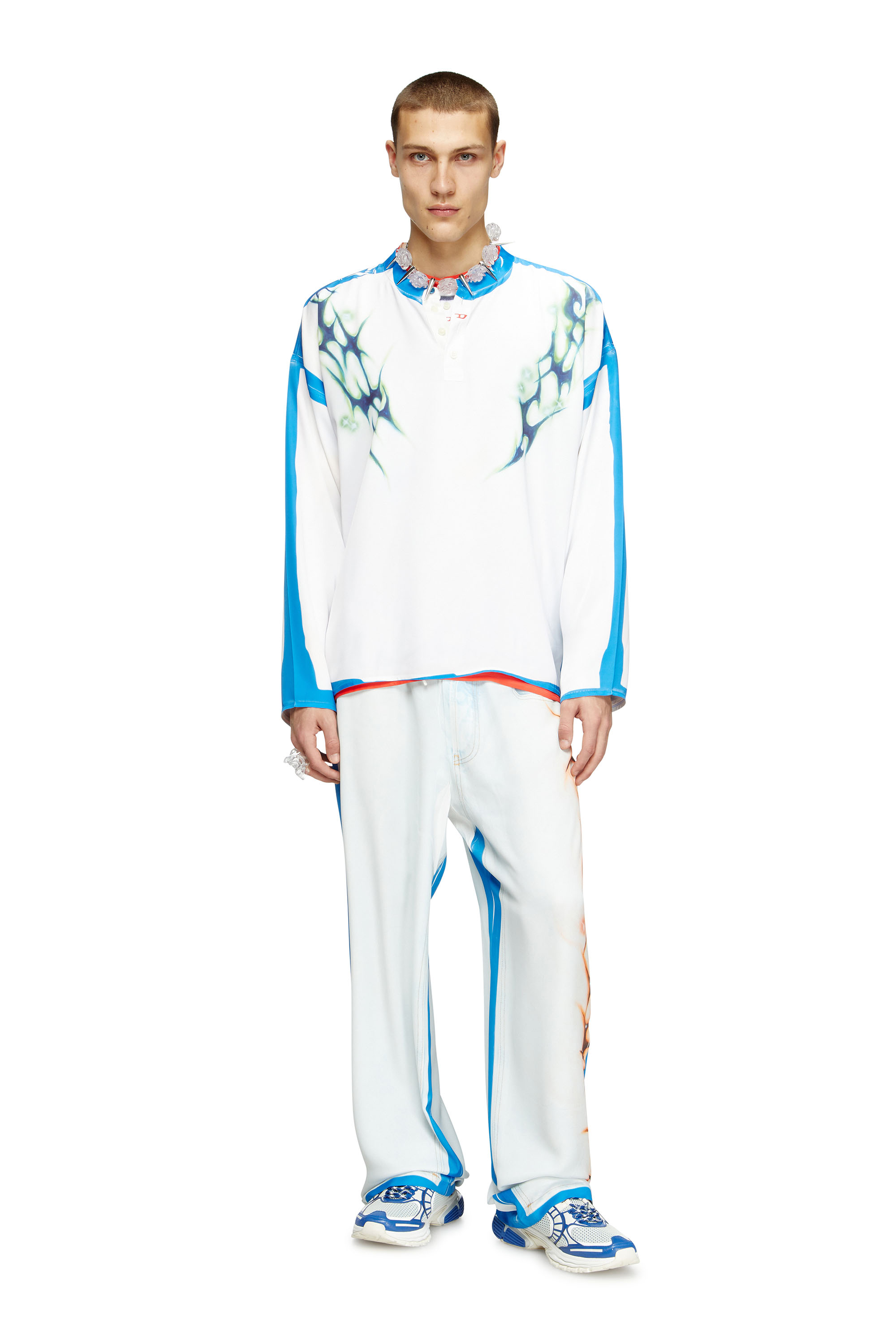 Diesel - T-OLAVI-A-SER-GRAFFITI-JAP, Maglia a maniche lunghe con stampa graffiti Unisex in Multicolor - 1