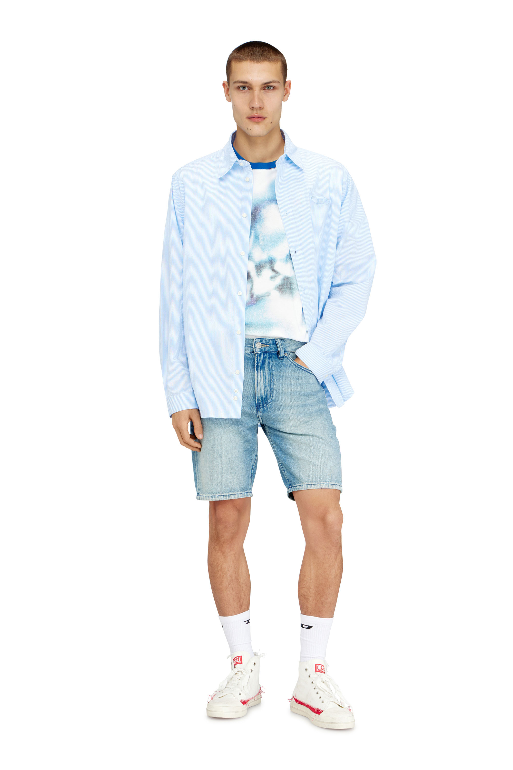 Diesel - D-FIN, Shorts in denim slim con cotone biologico Uomo in Blu - 1