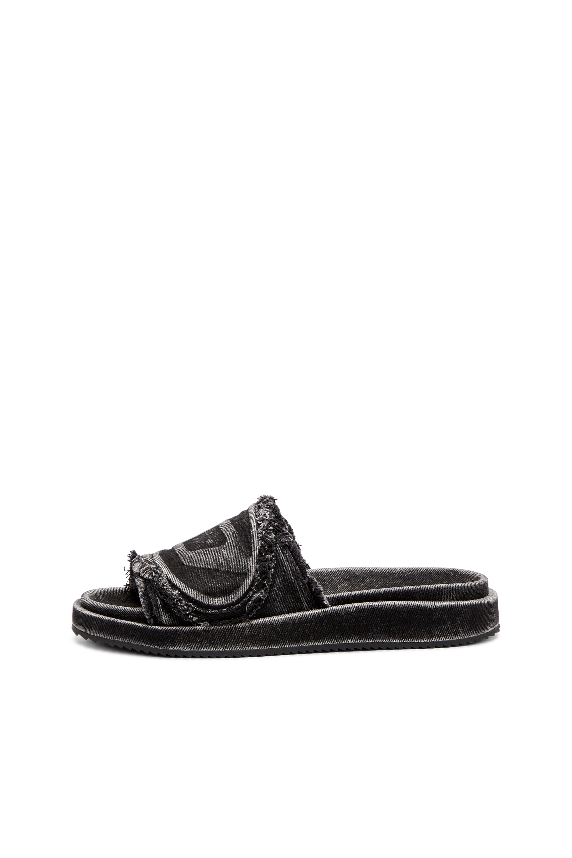 Diesel - SA-SLIDE D OVAL, Slide in denim distressed Unisex in Nero - 7