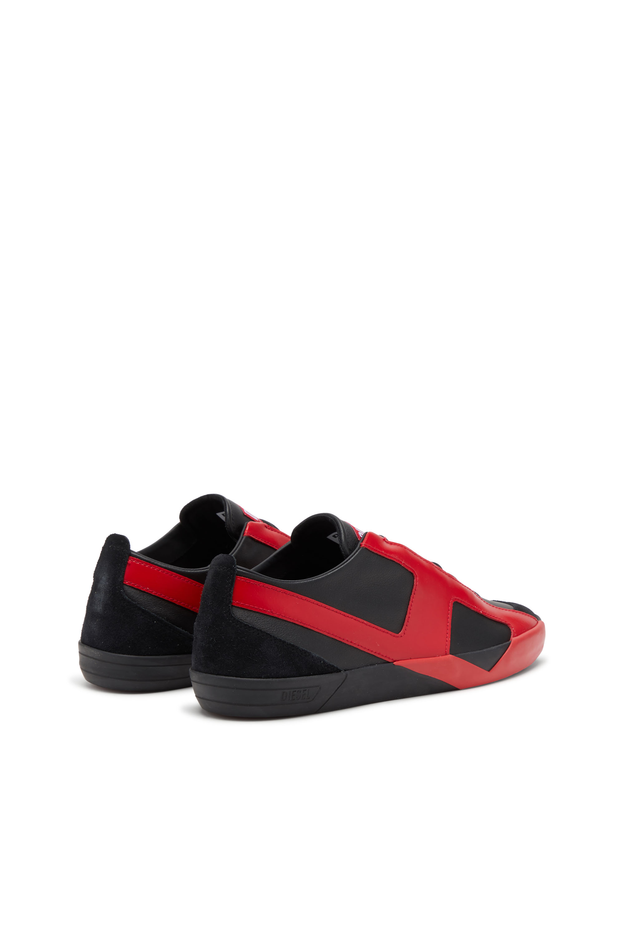 S-SLANTE-D LOW, Nero/Rosso Diesel - S-SLANTE-D LOW, S-Slante-D-Sneakers in pelle e suede con logo D Uomo in Multicolor - 3