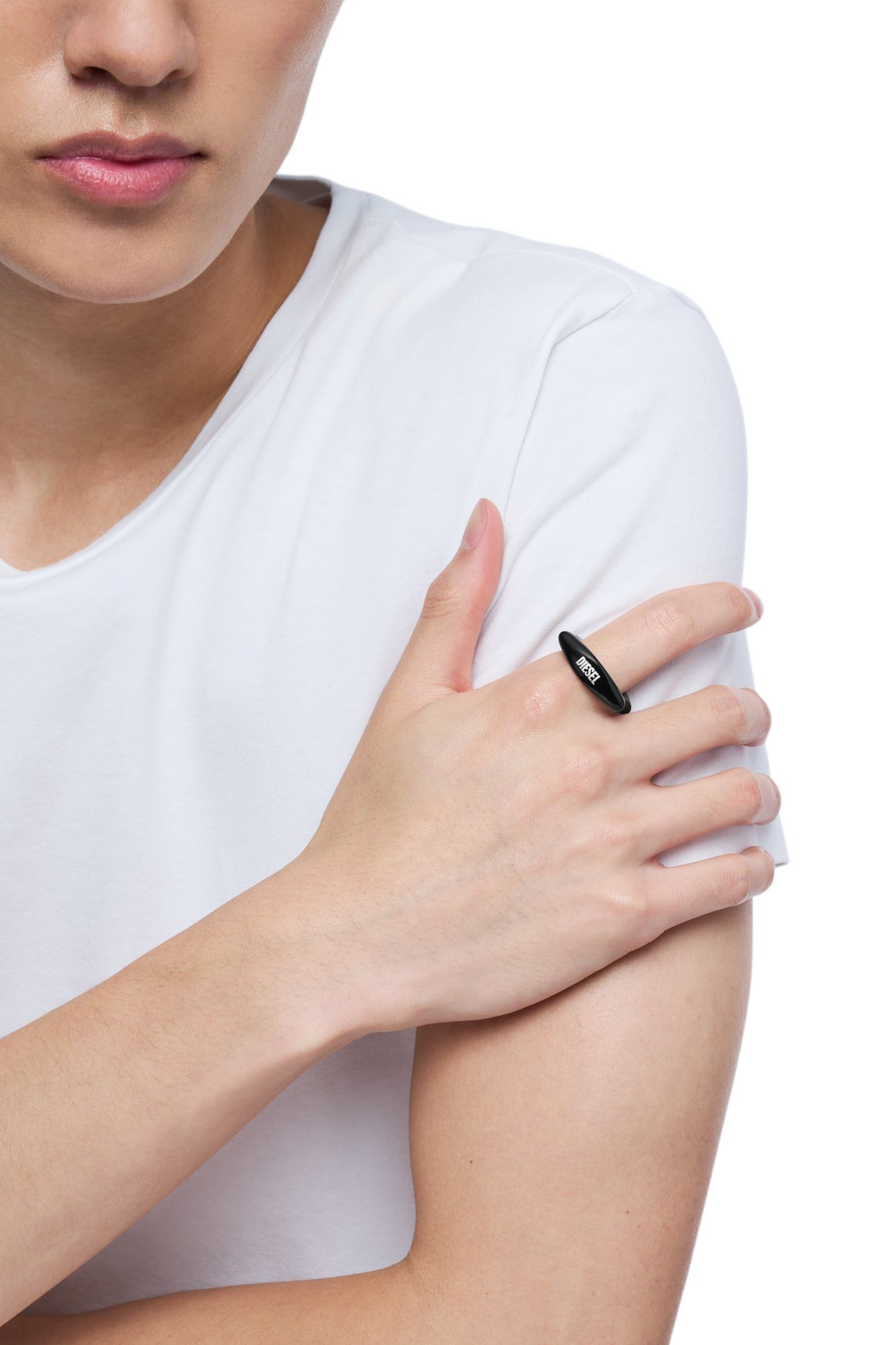 Diesel - DX1632001 JEWELLERY, Anello a fascia in acciaio nero Unisex in Nero - 5