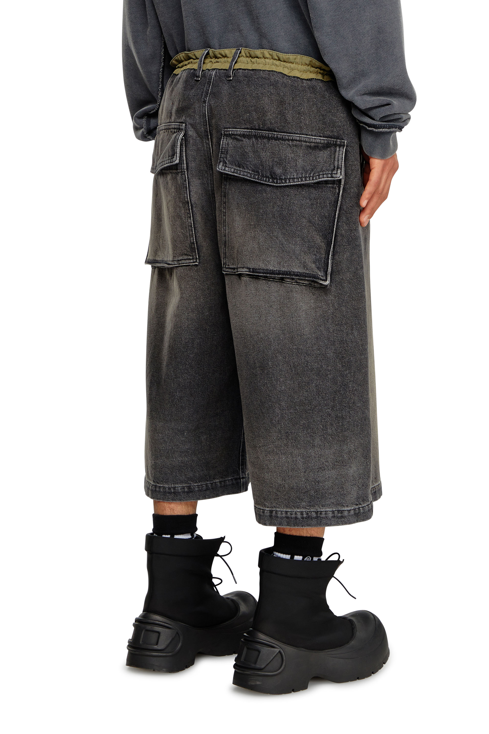 Diesel - D-ANDRE-SHORT-S, Man's Loose bermuda shorts in denim and nylon in Black - 4