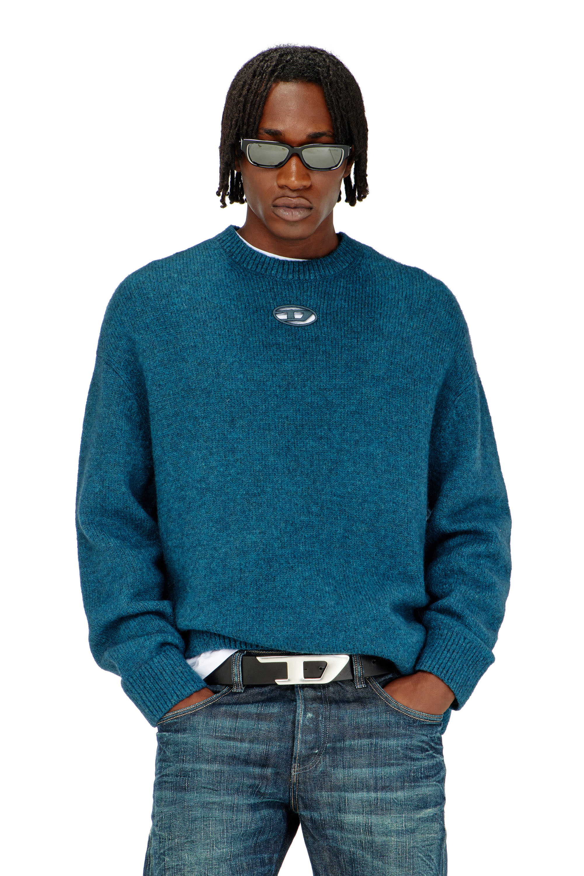 Diesel - K-AREESO, Maglia in misto lana e alpaca Uomo in Verde - 3