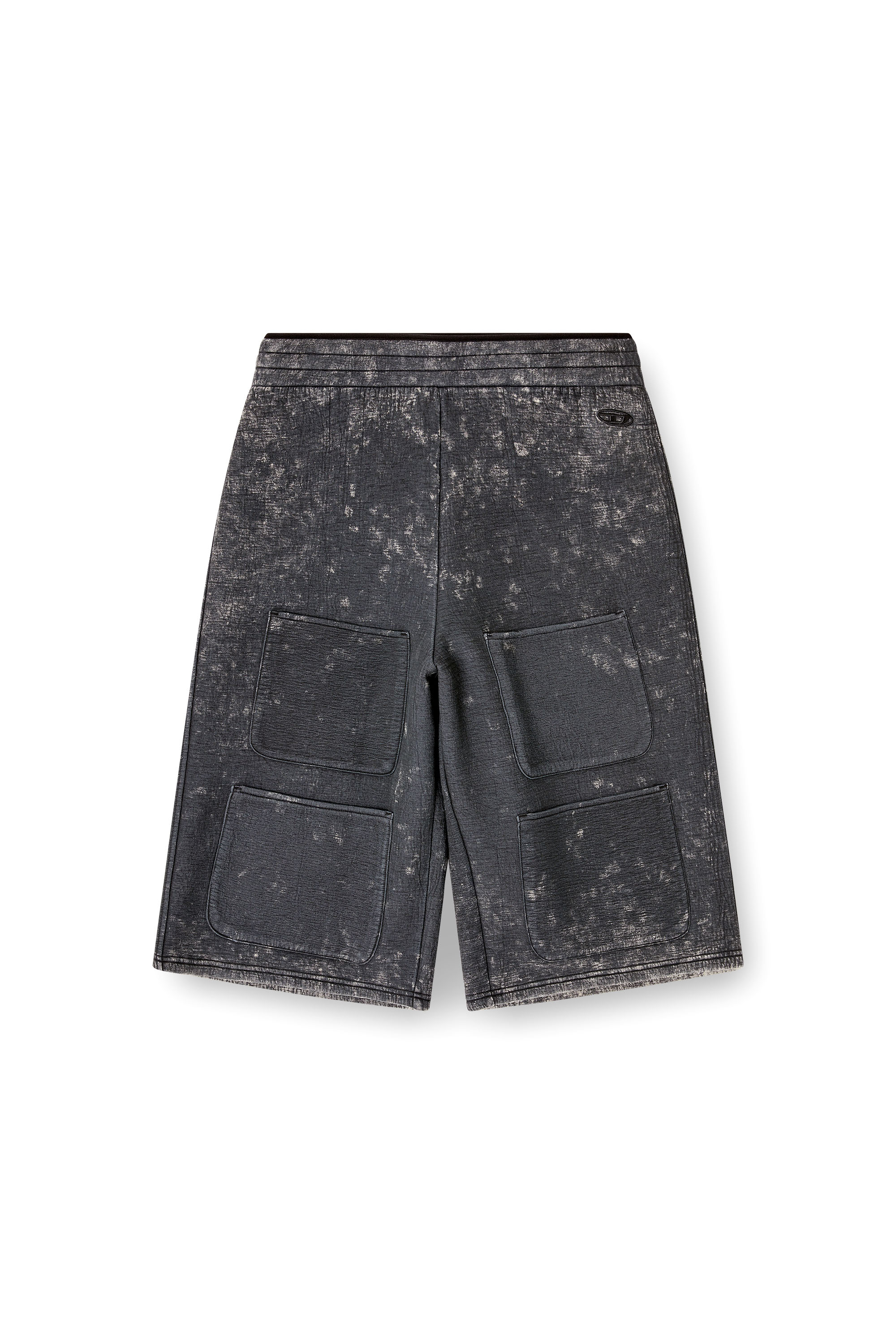 Diesel - S-TYP, Short a gamba ampia in scuba effetto marmorizzato Unisex in Nero - 2