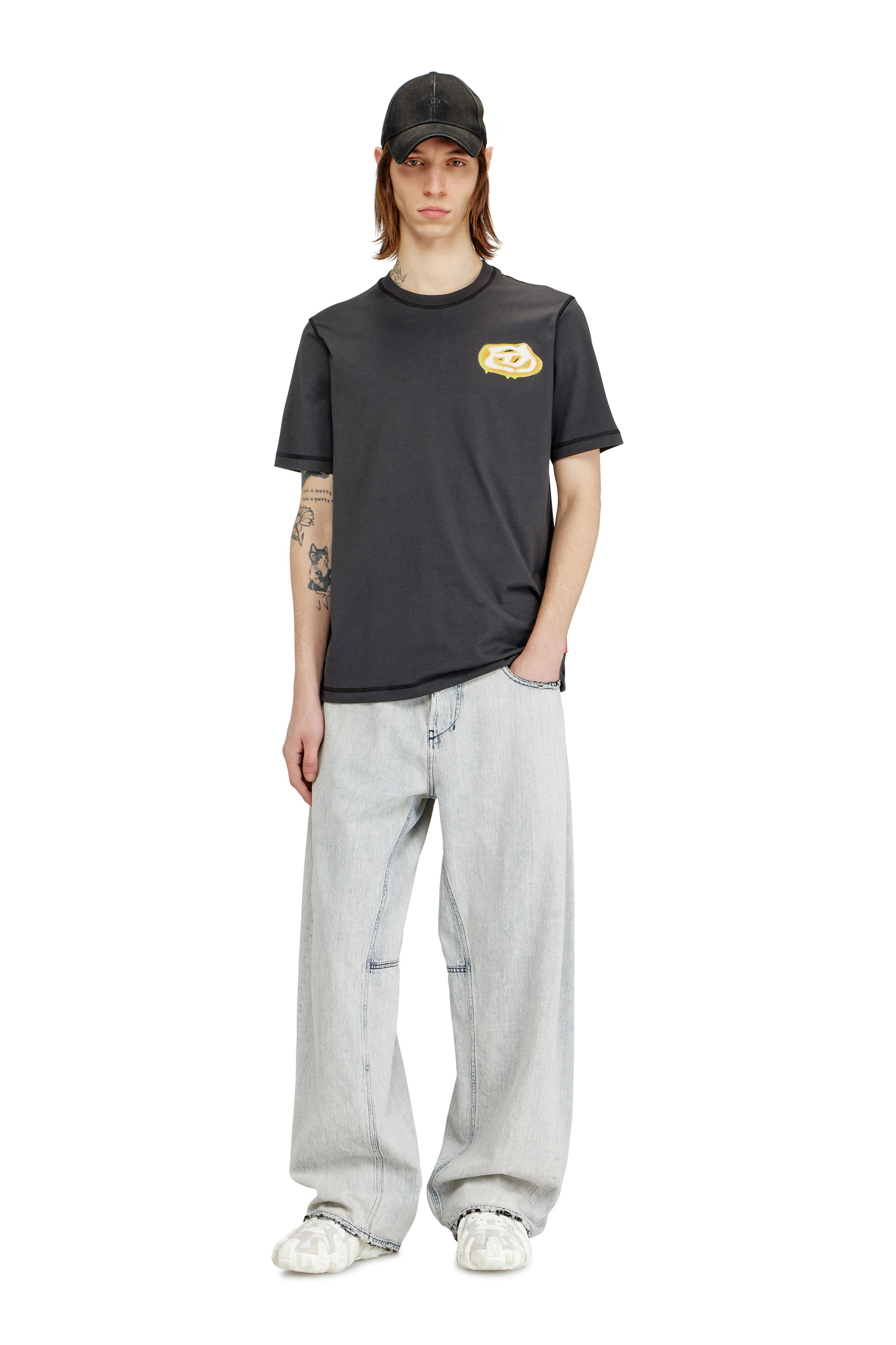 Diesel - T-ADJUST-V7, T-shirt con cuciture a contrasto Uomo in Grigio - 2