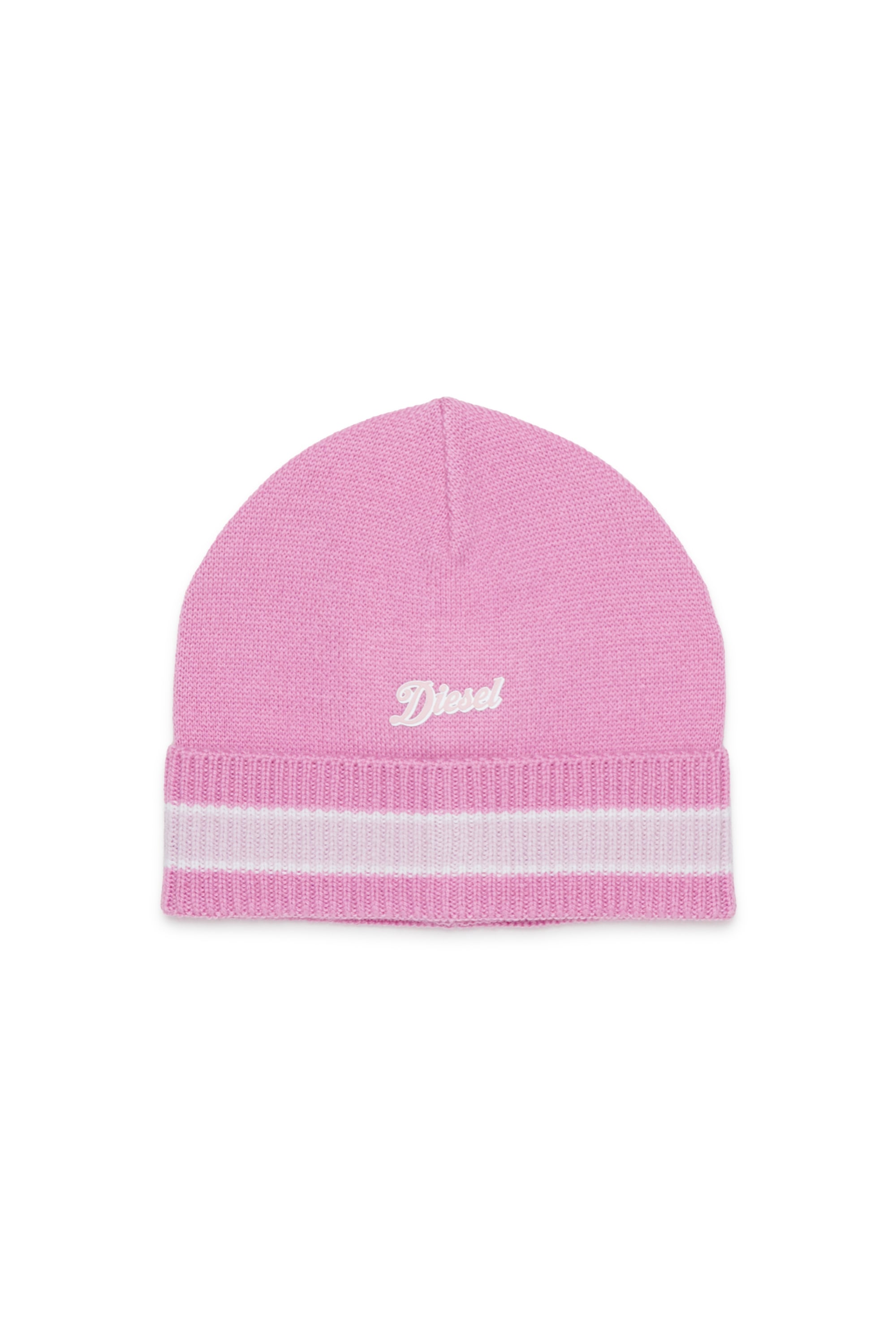 Diesel - FMOB, Beanie a righe in misto lana Unisex in Rosa - 1