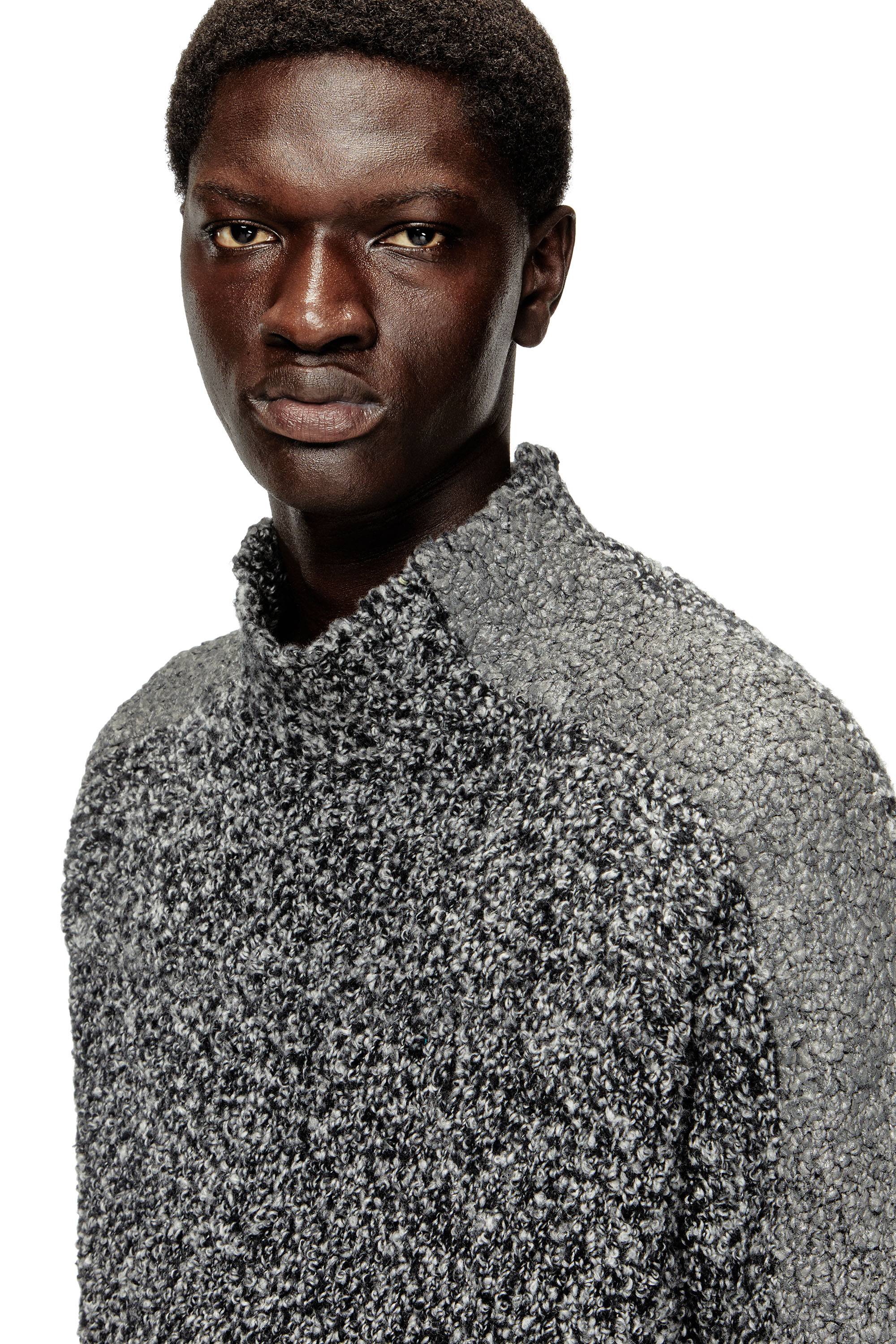 Diesel - K-ERLAND, Maglia bouclé con bande sulle maniche Uomo in Nero - 5