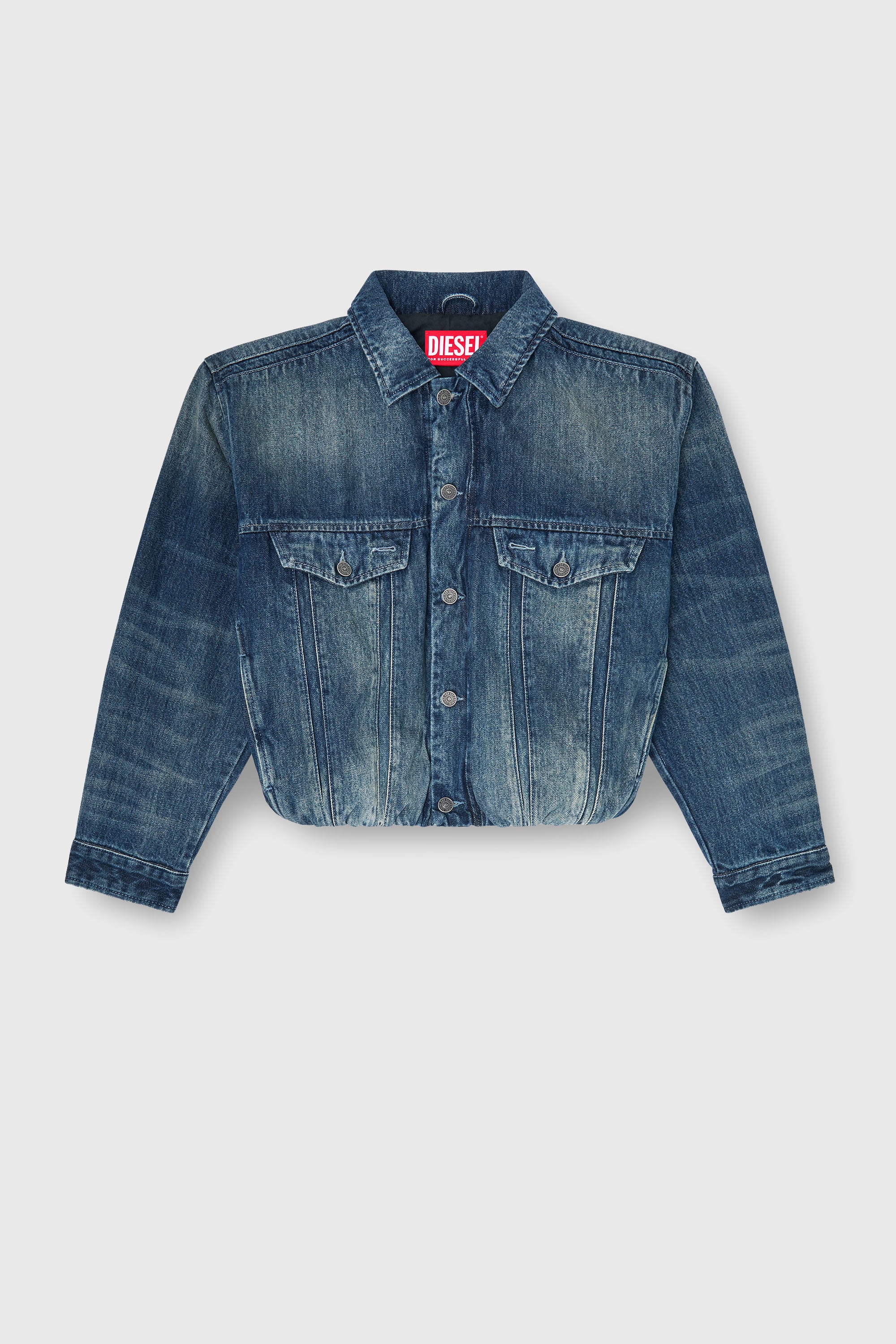 Diesel - DE-MORVI-FSJ, Giacca trucker elasticizzata in denim Donna in Blu - 2