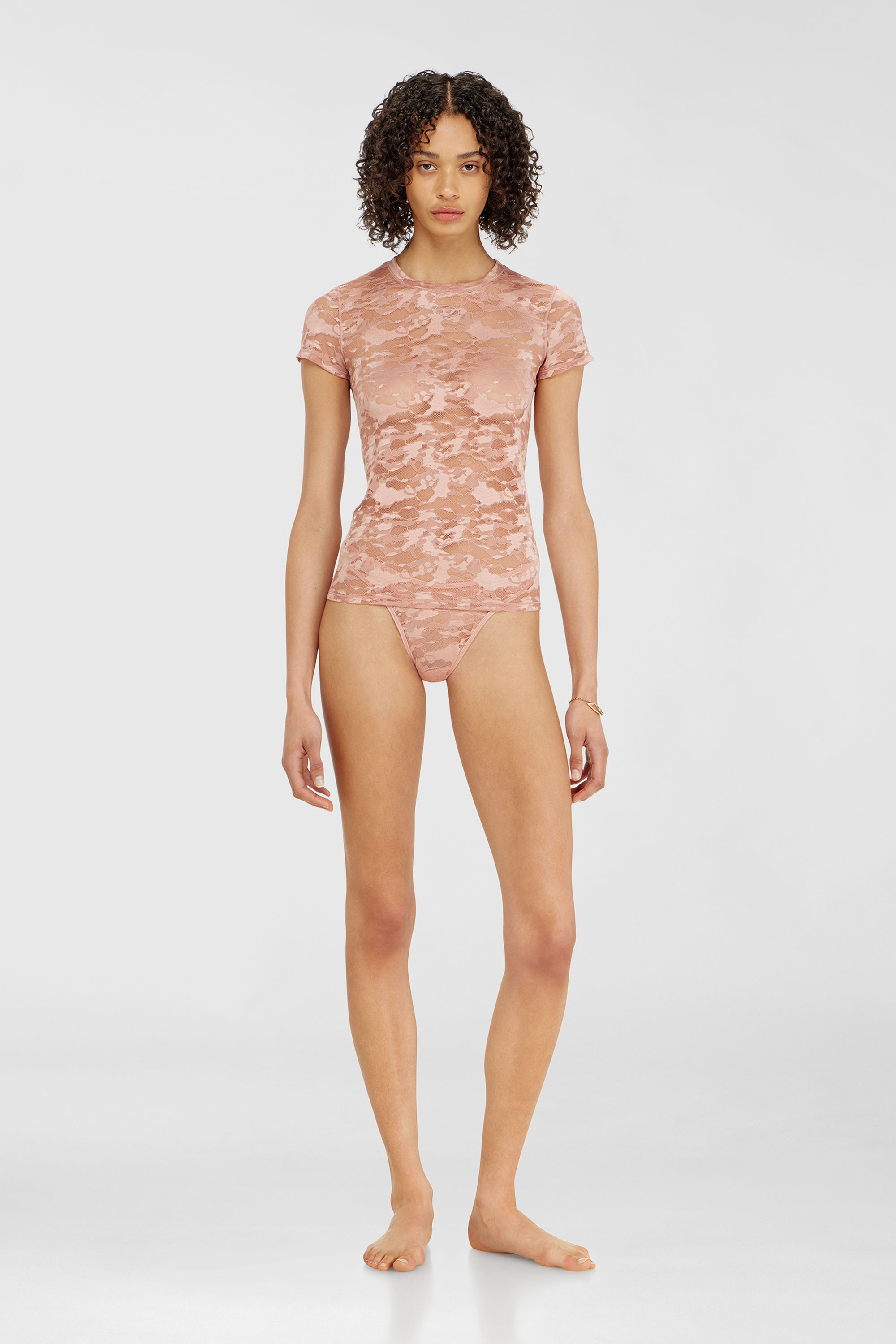 Diesel - KASIA-UTLT, T-shirt in pizzo camouflage Donna in Rosa - 2