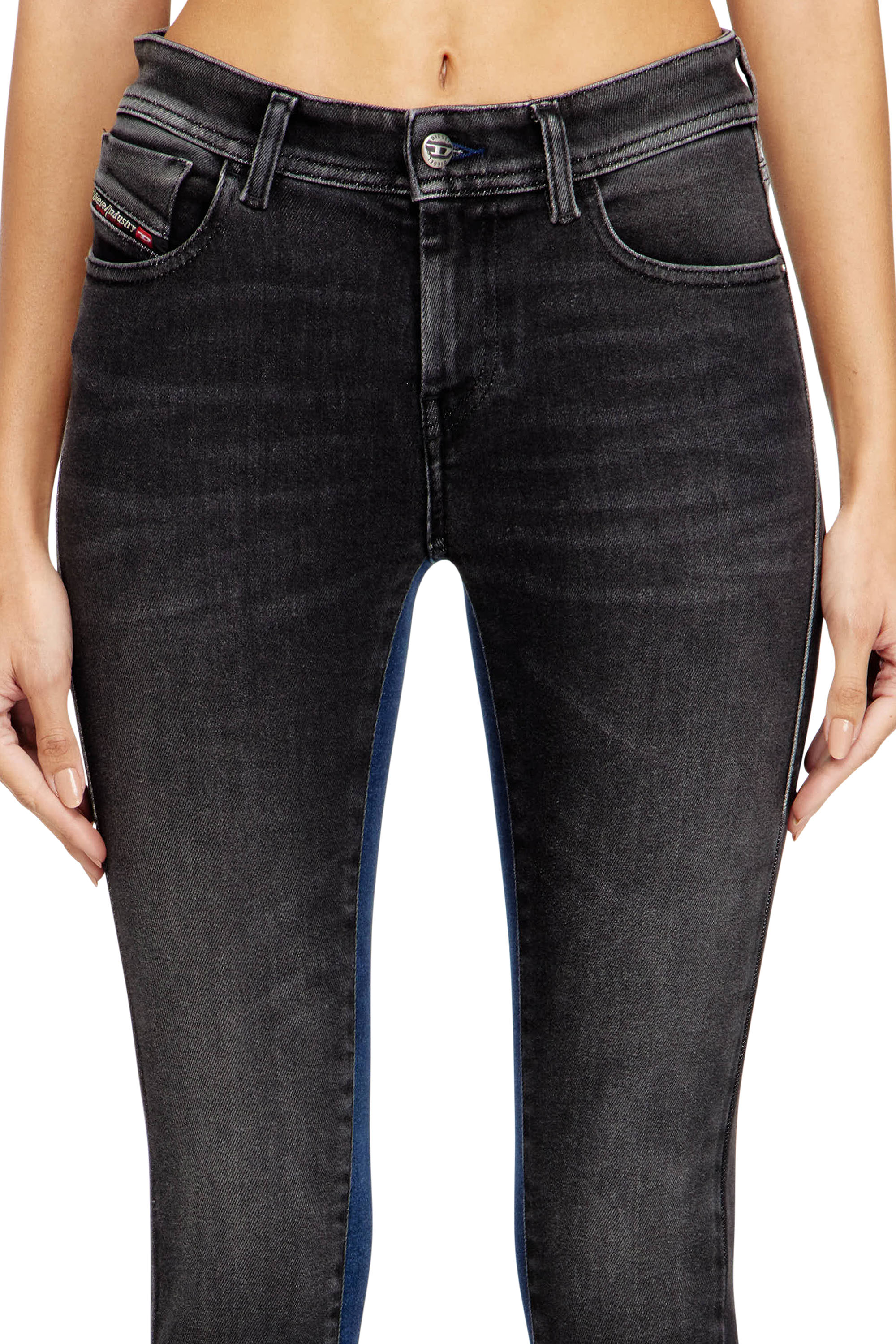 Diesel - Skinny Jeans 2017 Slandy 09N14 Donna, Nero/Grigio scuro - Image 5