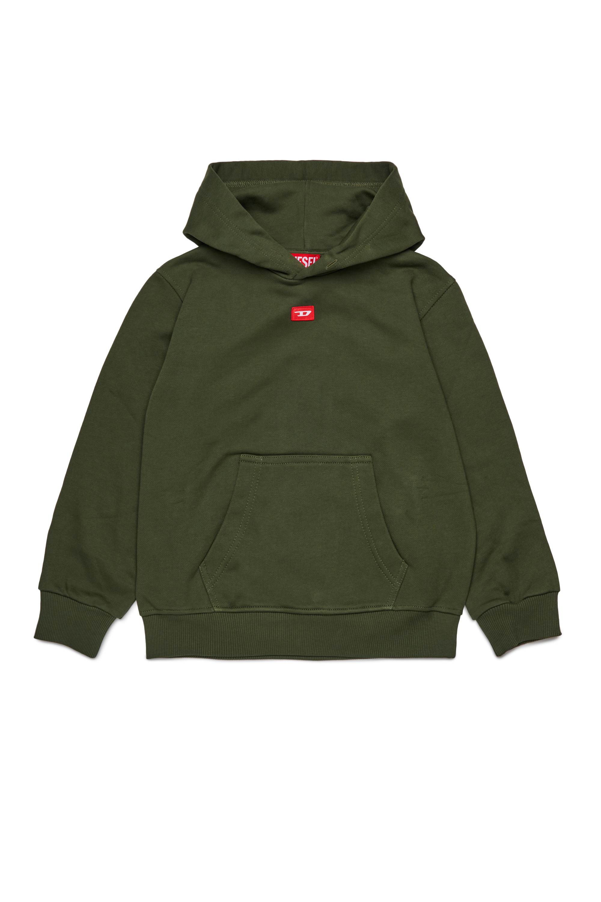 Diesel - SXGINHOOD OVER, Hoodie in cotone con patch Unisex in Verde - 1