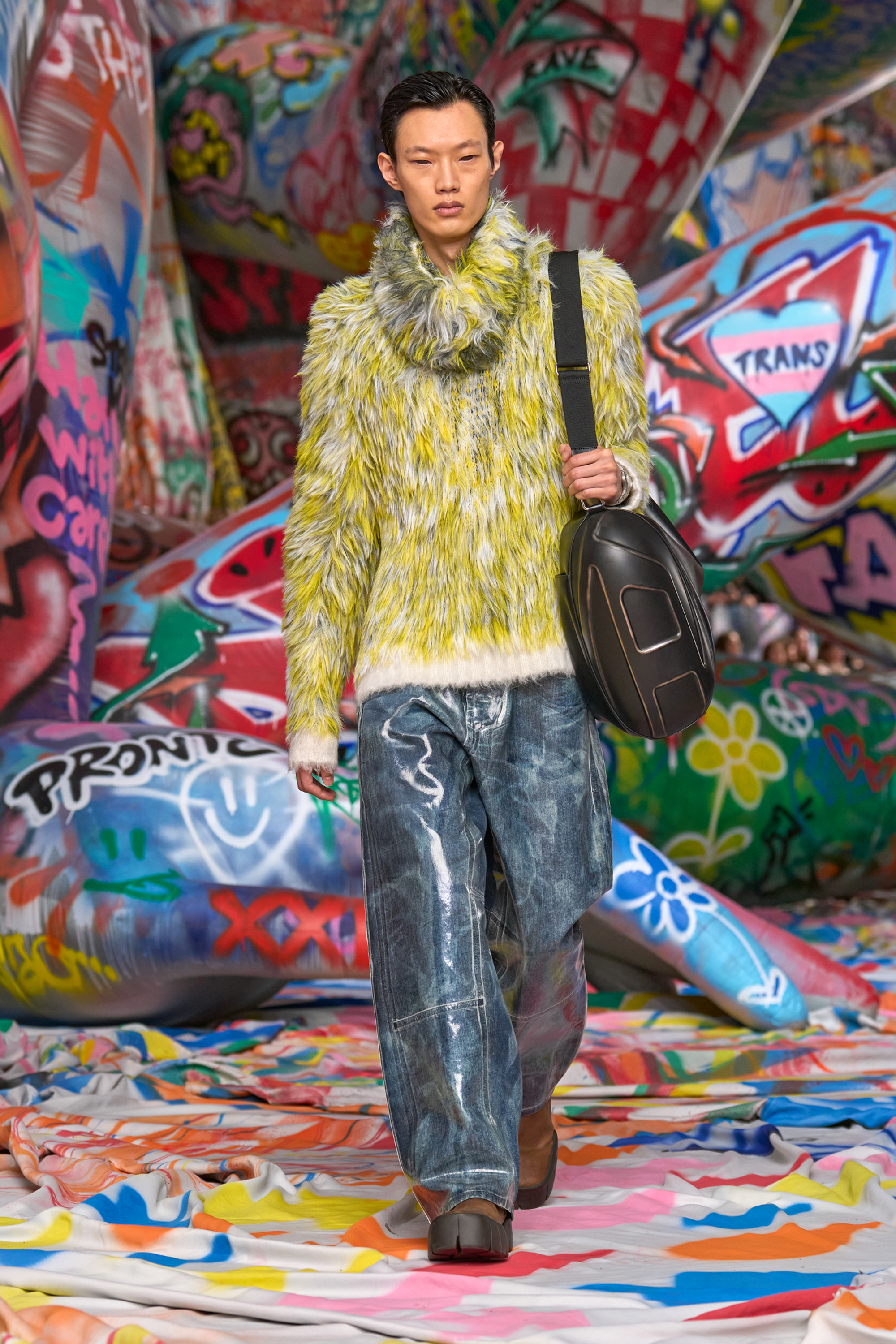 Diesel - K-ALLEN, Maglione fluffy in tessuto jacquard lavorato a maglia Uomo in Multicolor - 3