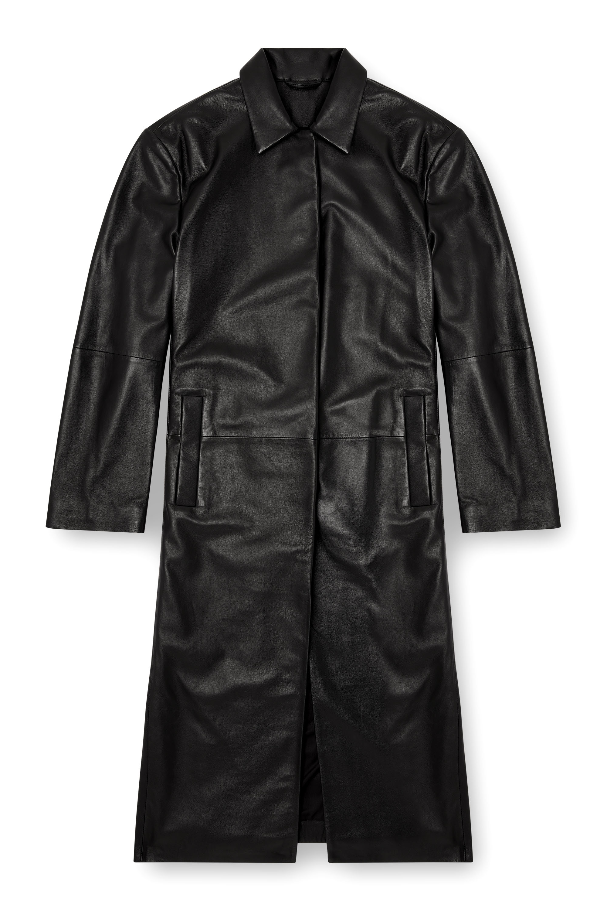 Diesel - L-ANCELOT, Cappotto lungo in pelle imbottito Donna in Nero - 3