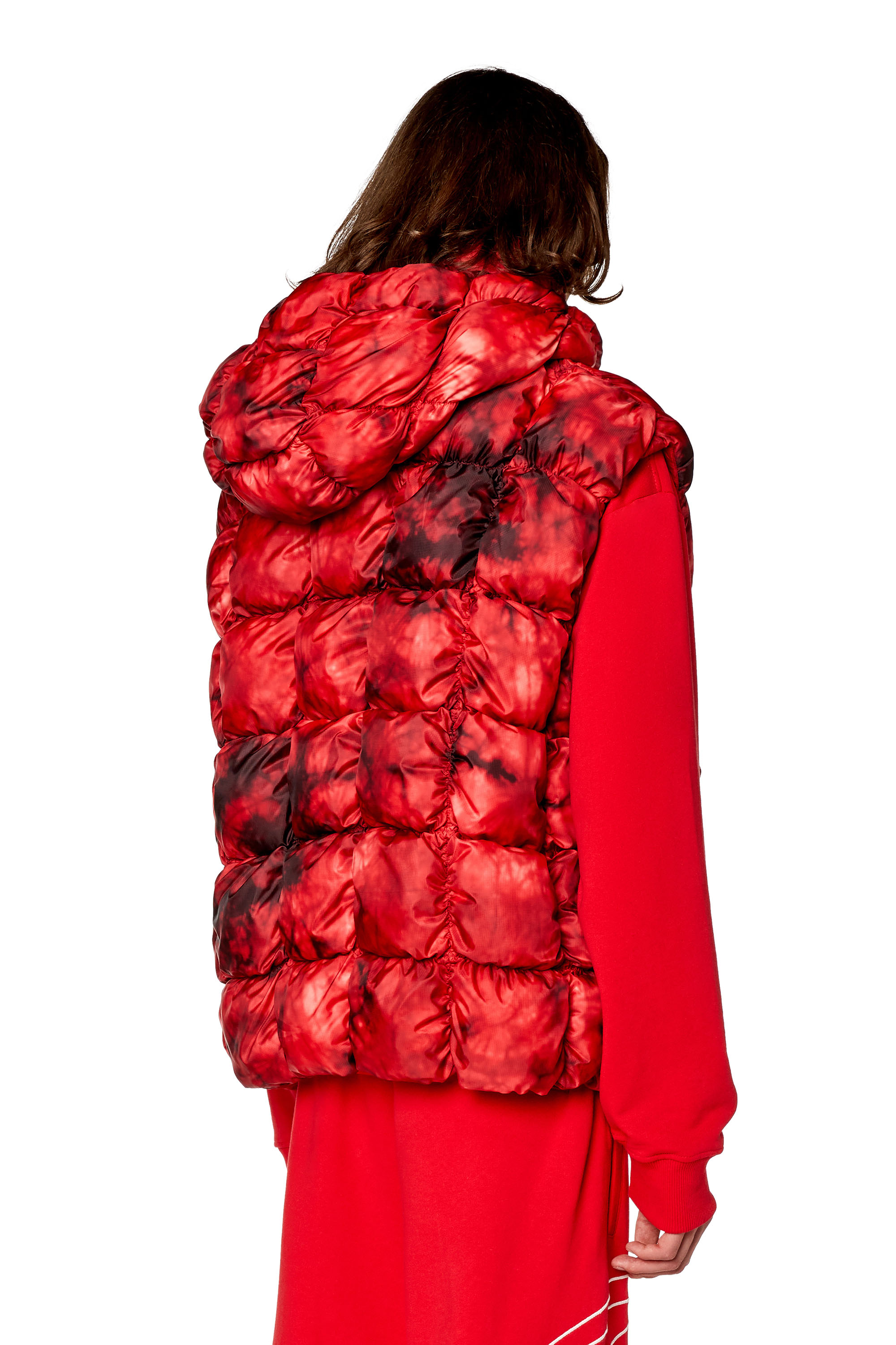 Diesel - W-RALLE-SL, Gilet imbottito con cappuccio Uomo in Rosso - 3