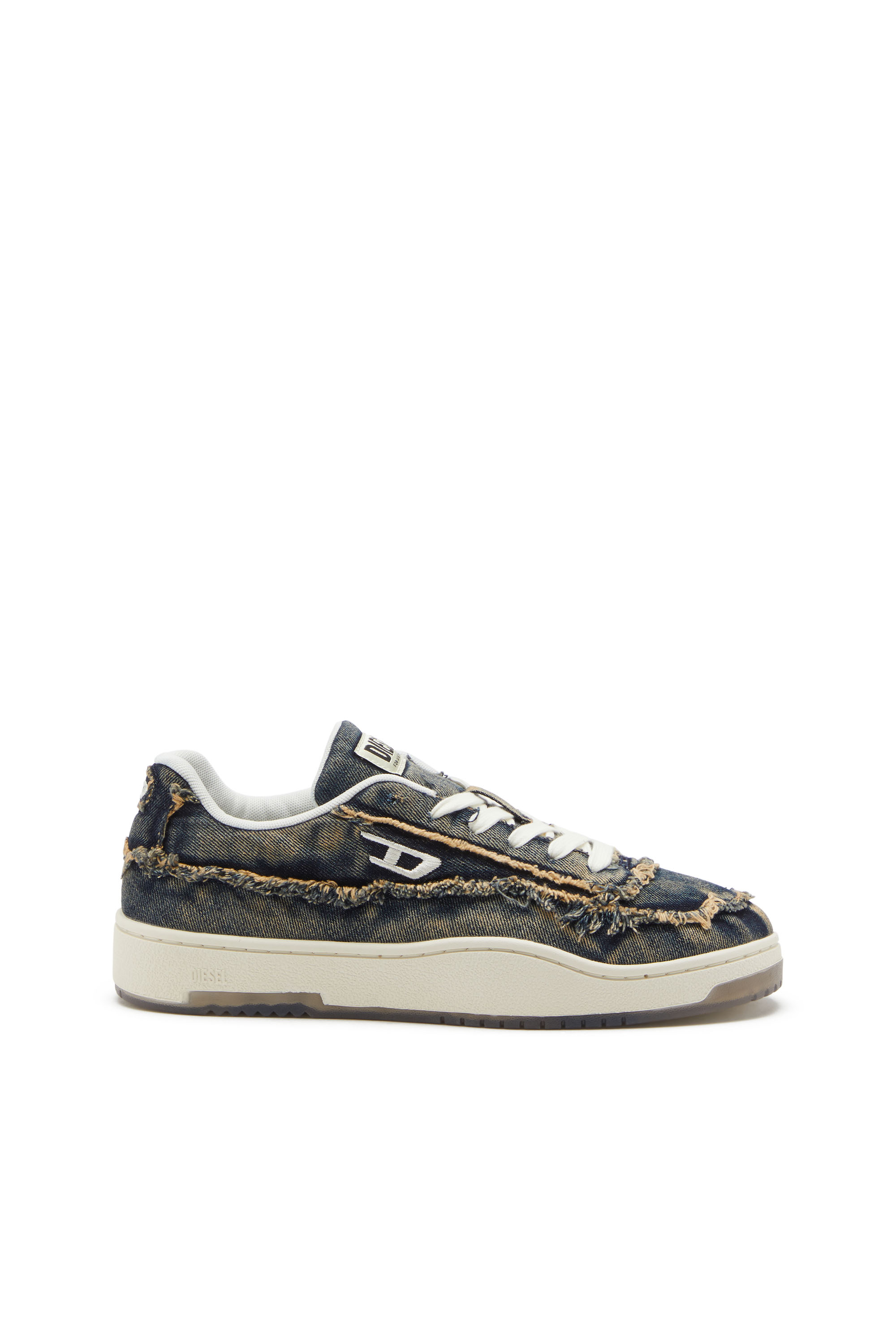 Diesel - S-TRACKER-D LOW, S-Tracker-D-Sneaker in denim sfrangiato e suola trasprarente Uomo in Blu - 1