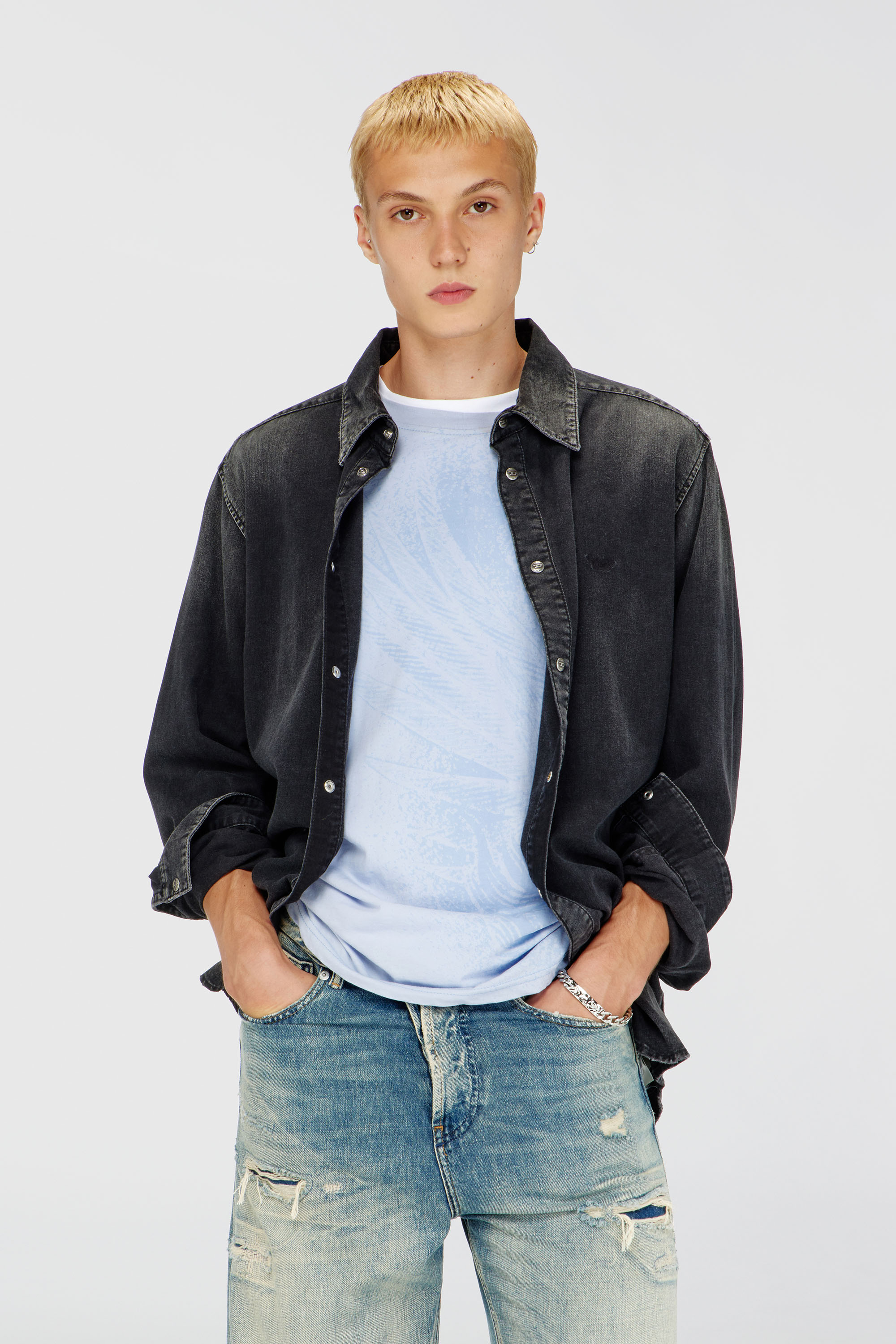Diesel - D-SIMPLY, Camicia in denim a maniche lunghe Uomo in Nero - 3