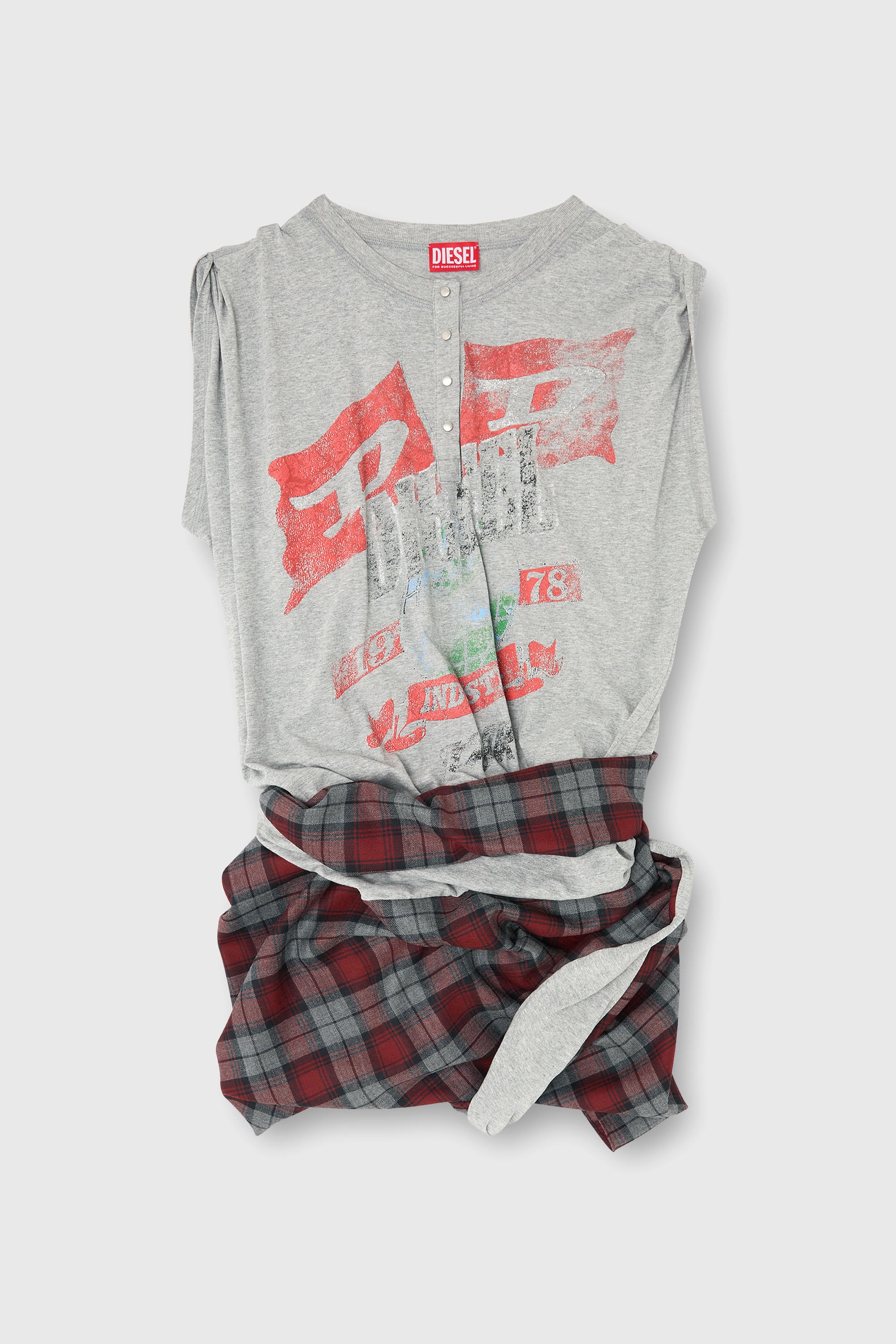 Diesel - J-VOXA-CHECK, Tuta in jersey e lana a quadri Donna in Multicolor - 2