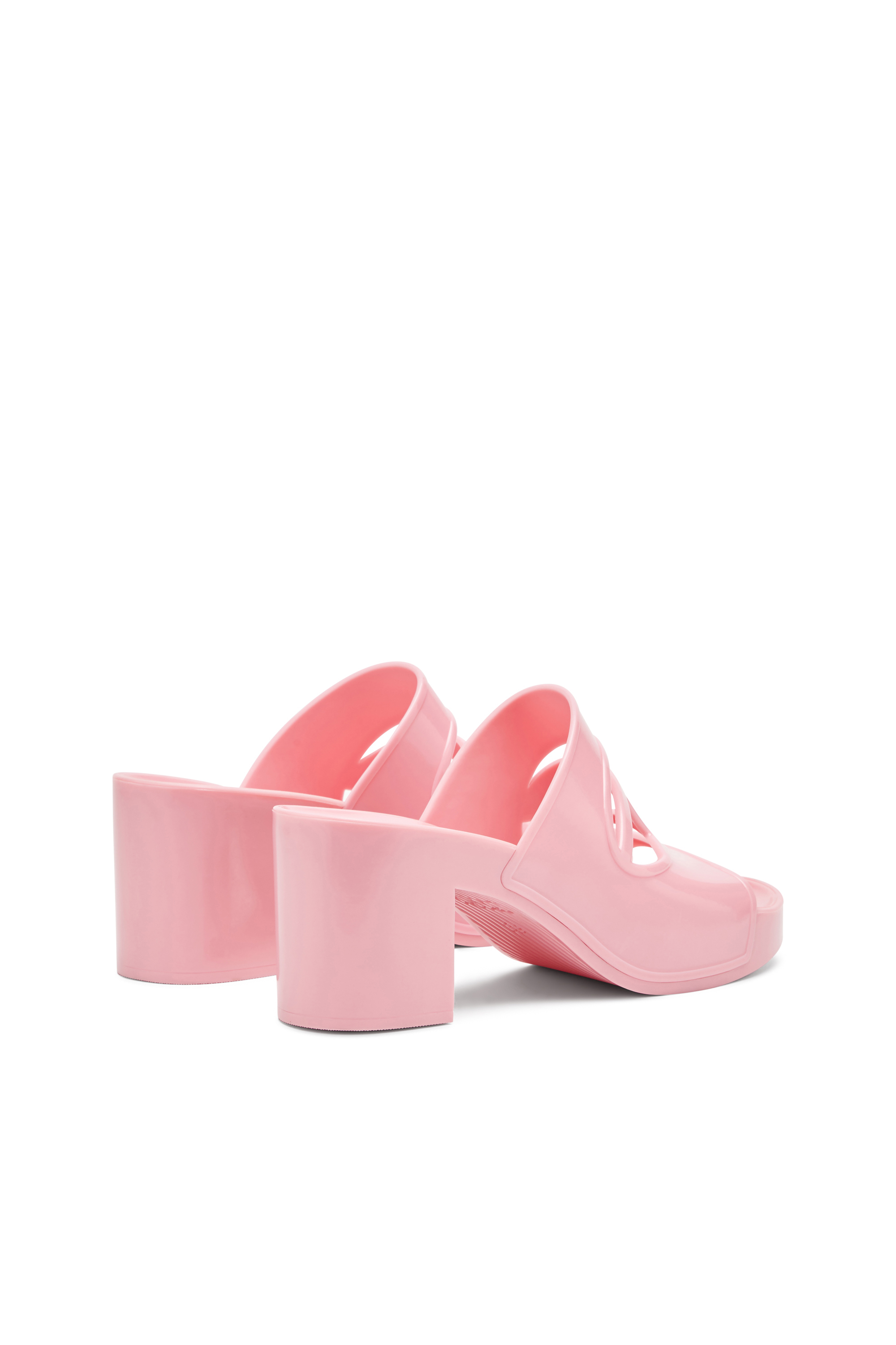 Diesel - SA-BONNIE, Sa-Bonnie-Slide in gomma con tacco e logo cut-out Donna in Rosa - 3