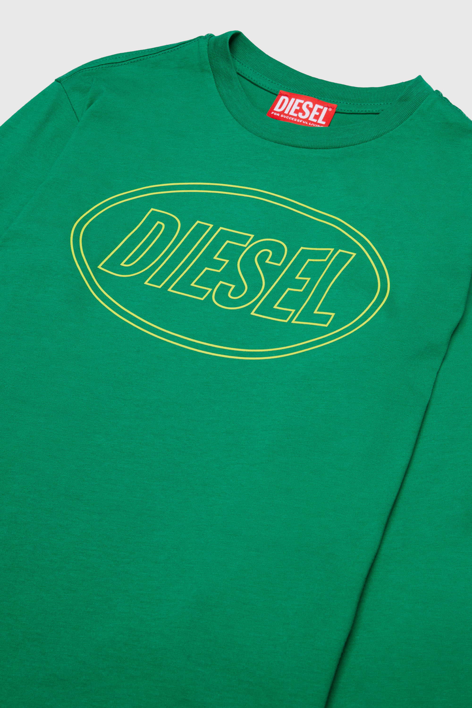 Diesel - TCIRCLELS OVER, T-shirt a manica lunga con logo Oval D Uomo in Verde - 3
