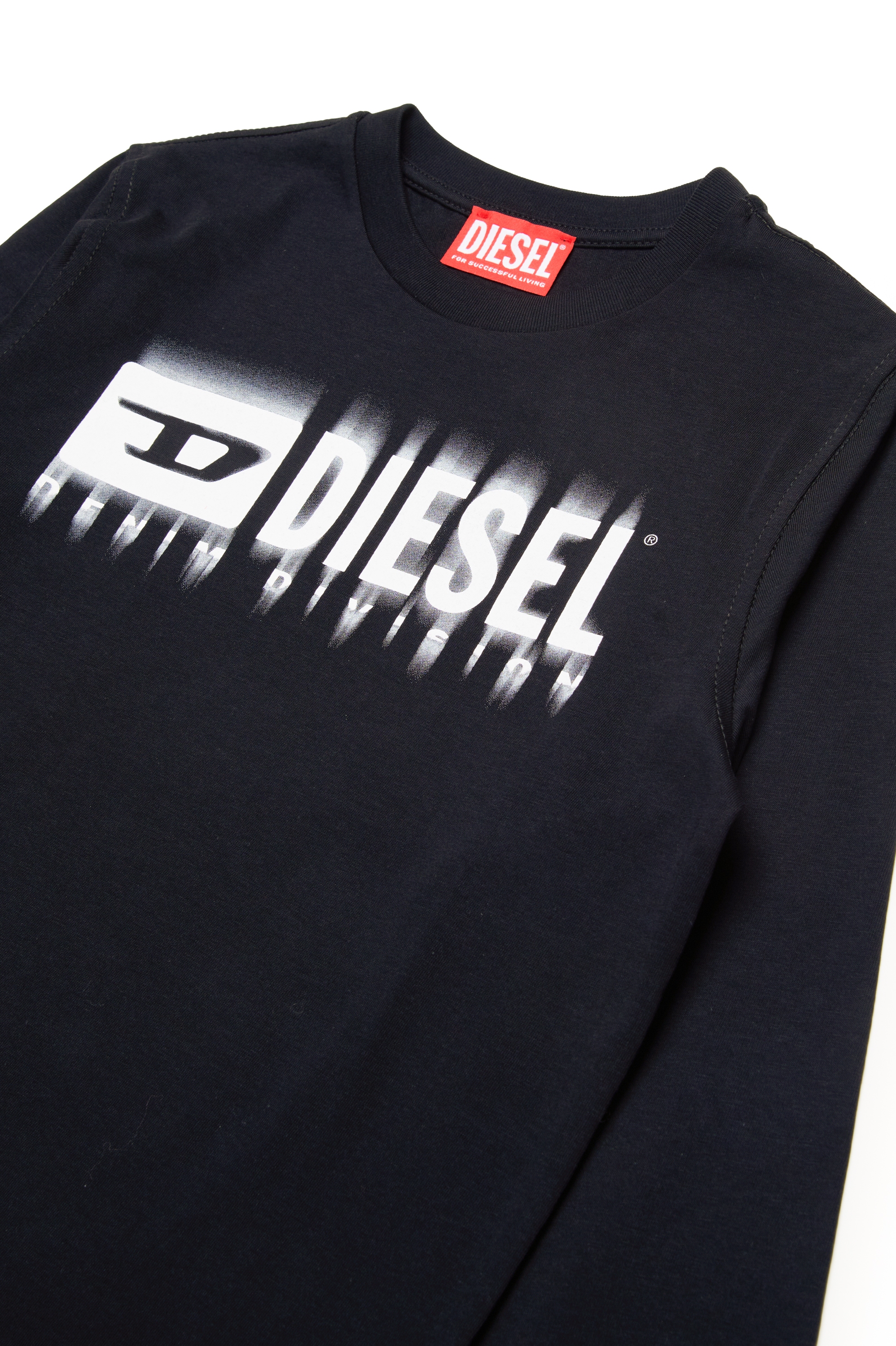 Diesel - TDIEGORL6LS, Man Long sleeved T-shirt with smudged logo in Black - Image 3