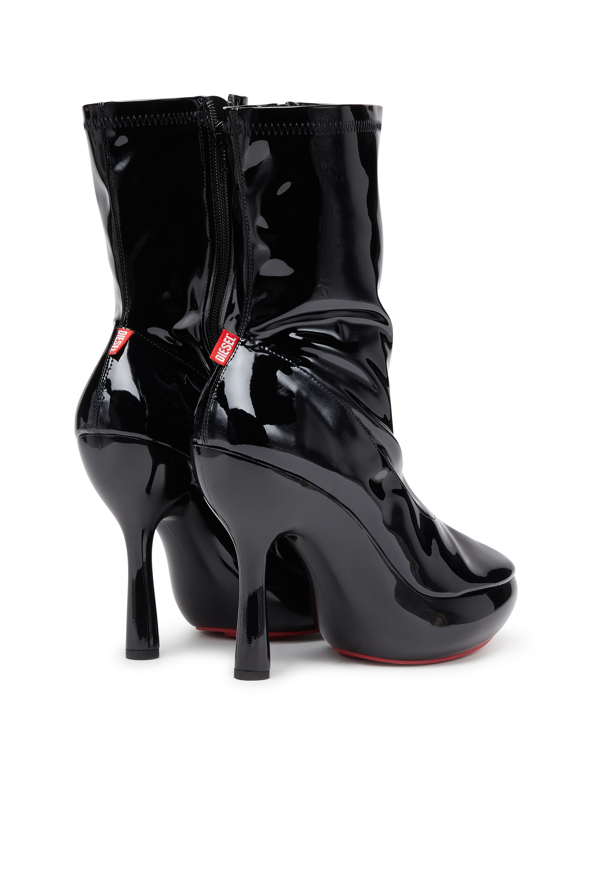 Diesel - D-LAKE PLATFORM MIDB ZIP  STRETCH, D-Lake-Stivaletti platform in PU stretch glossy Donna in Nero - 4