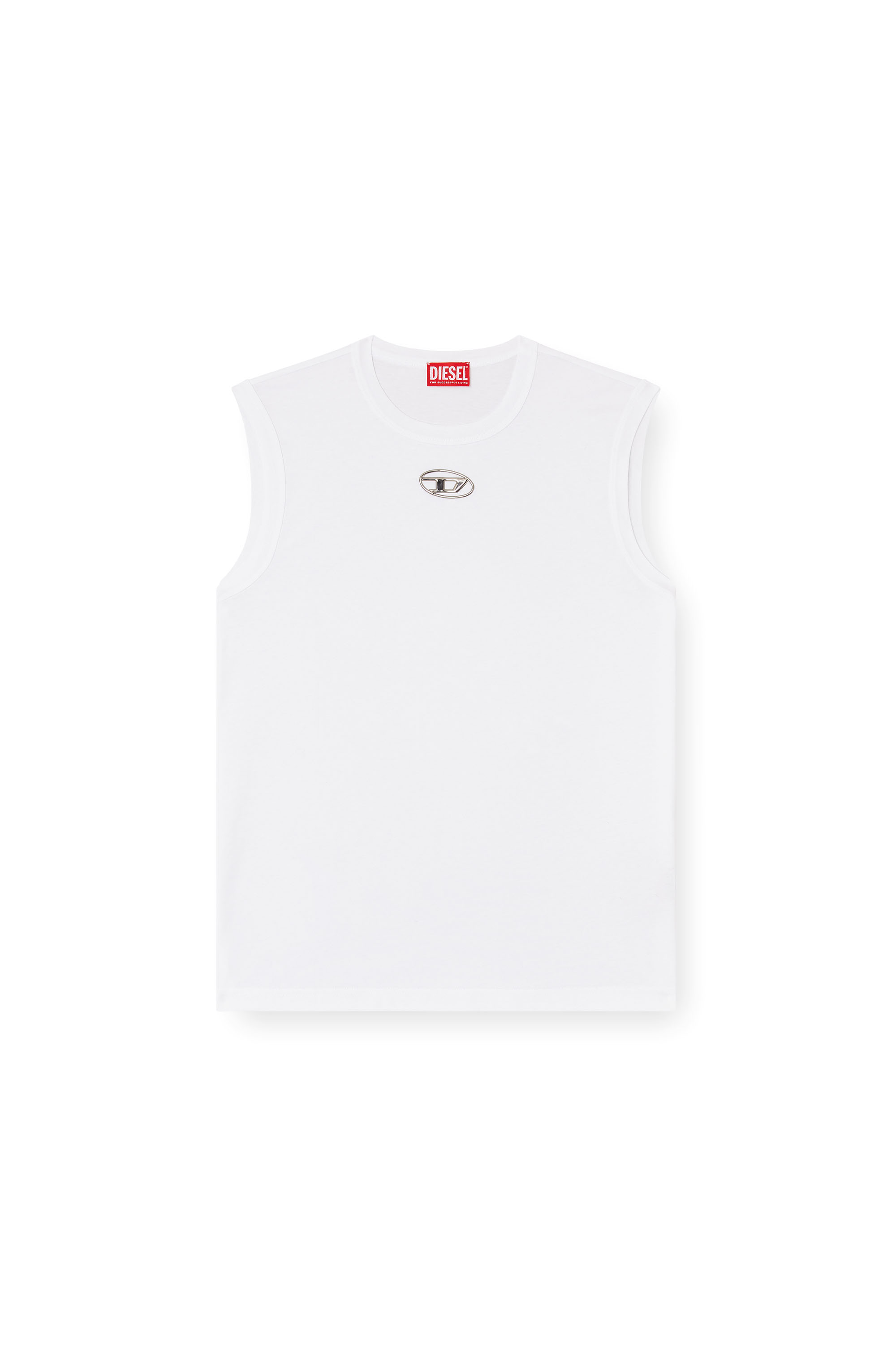 Diesel - T-BISCO-OD, Canotta con logo Oval D metallizzato Uomo in Bianco - 3