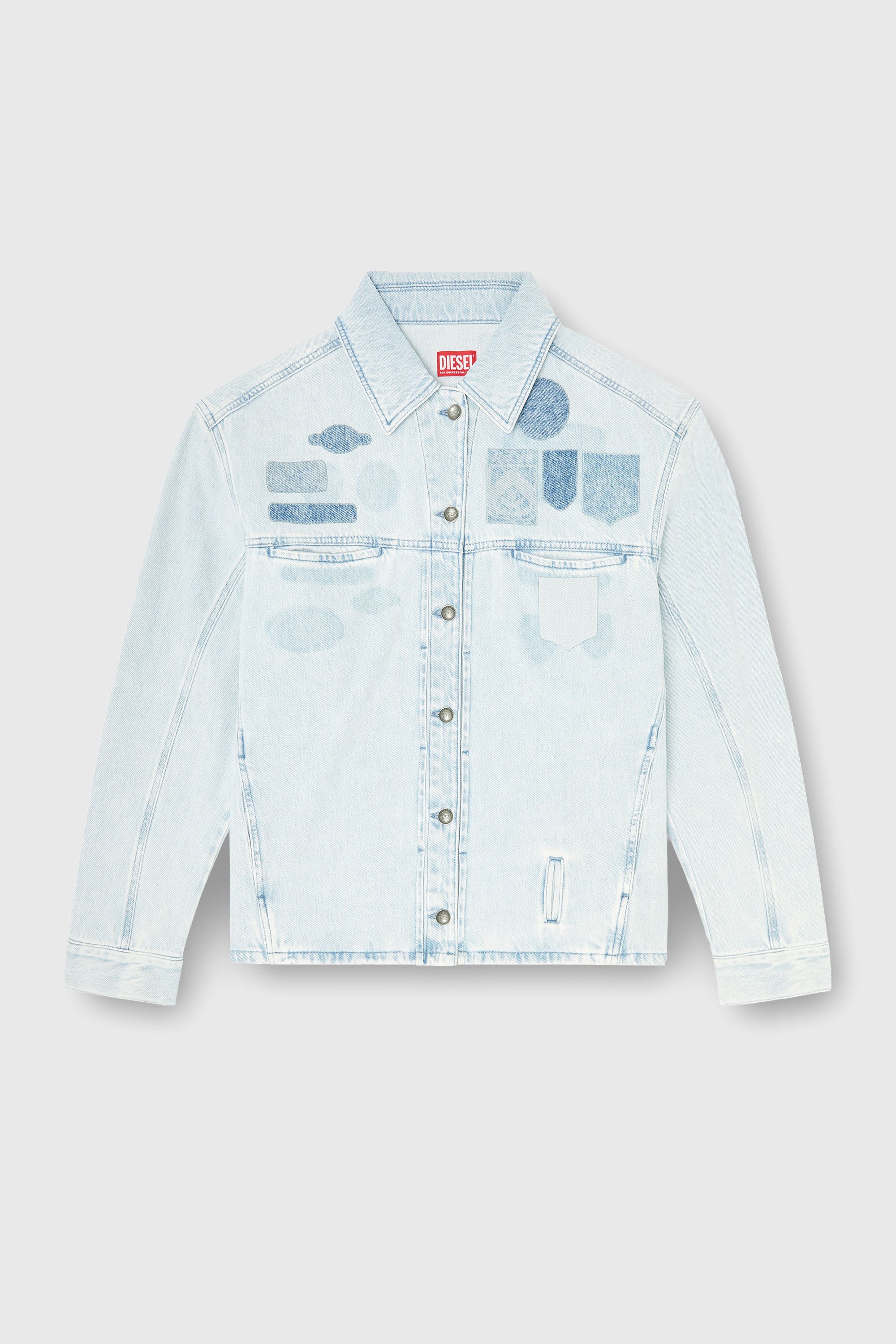 Diesel - D-RYMAVO-S, Camicia oversize in denim con effetti patch Unisex in Blu - 2
