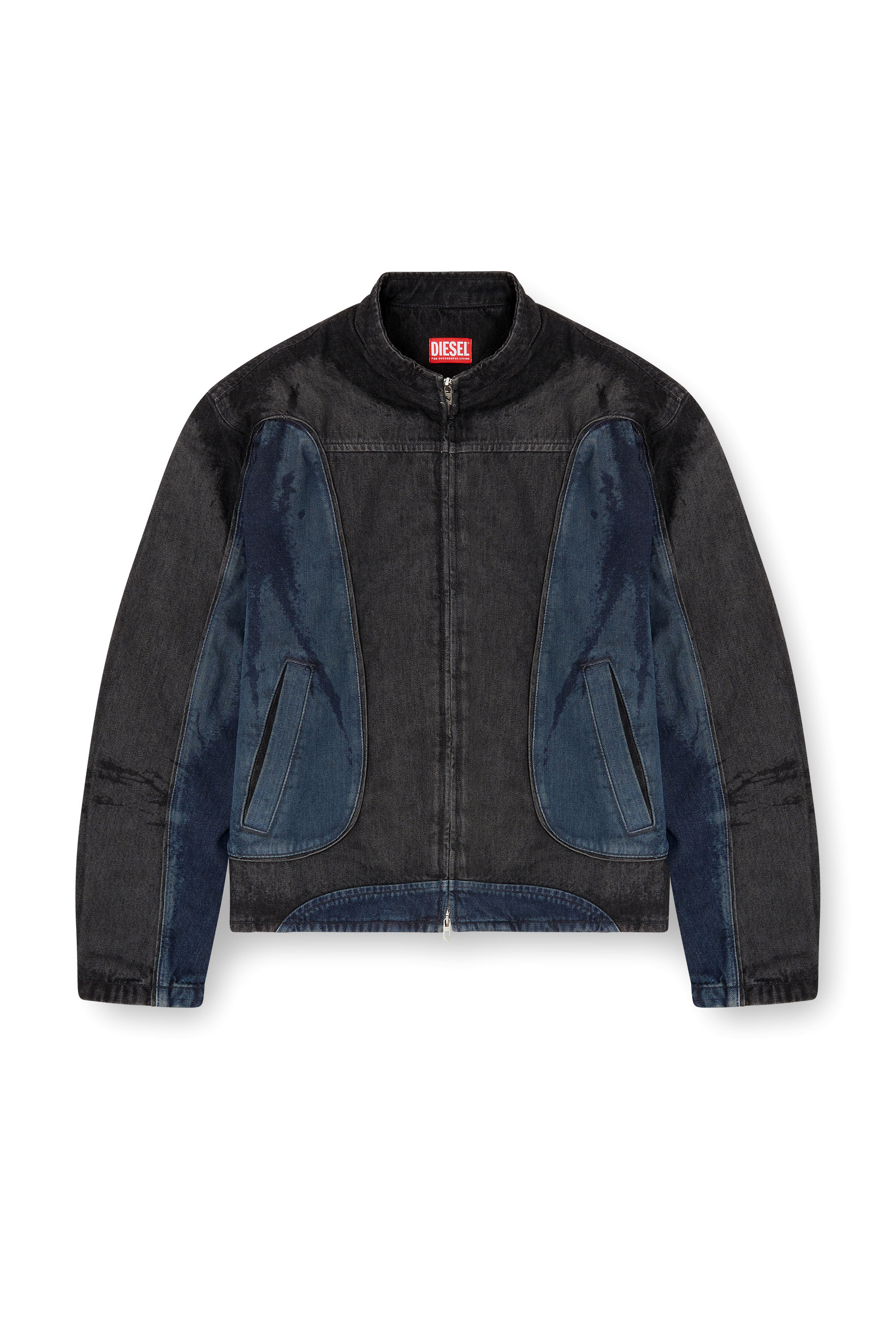 Diesel - D-BLENK-S, Giacca stile biker in denim bicolor Uomo in Multicolor - 3