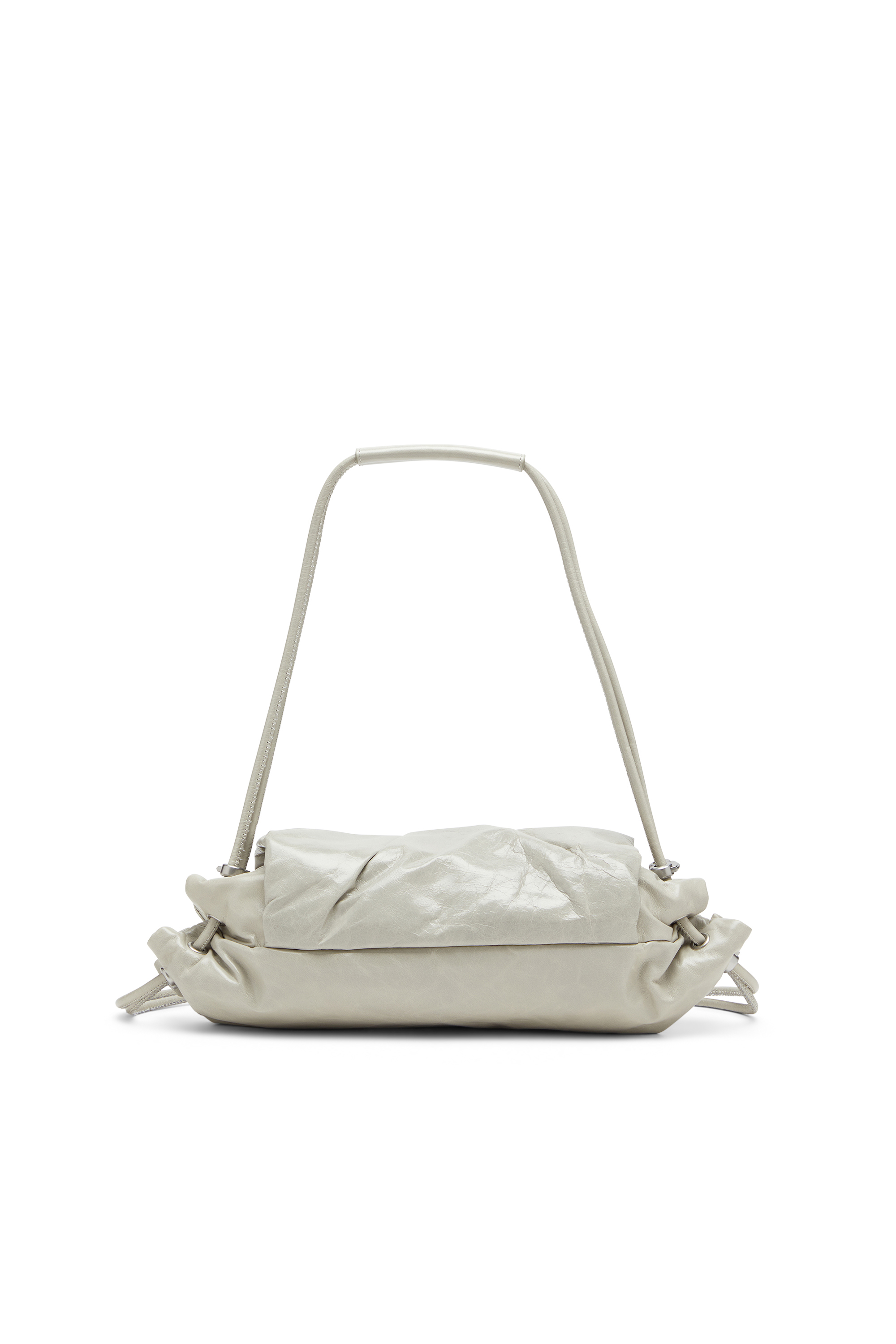 Diesel - SCRUNCH-D SHOULDER S, Scrunch-D S-Borsa a spalla in pelle arricciata Donna in Bianco - 2
