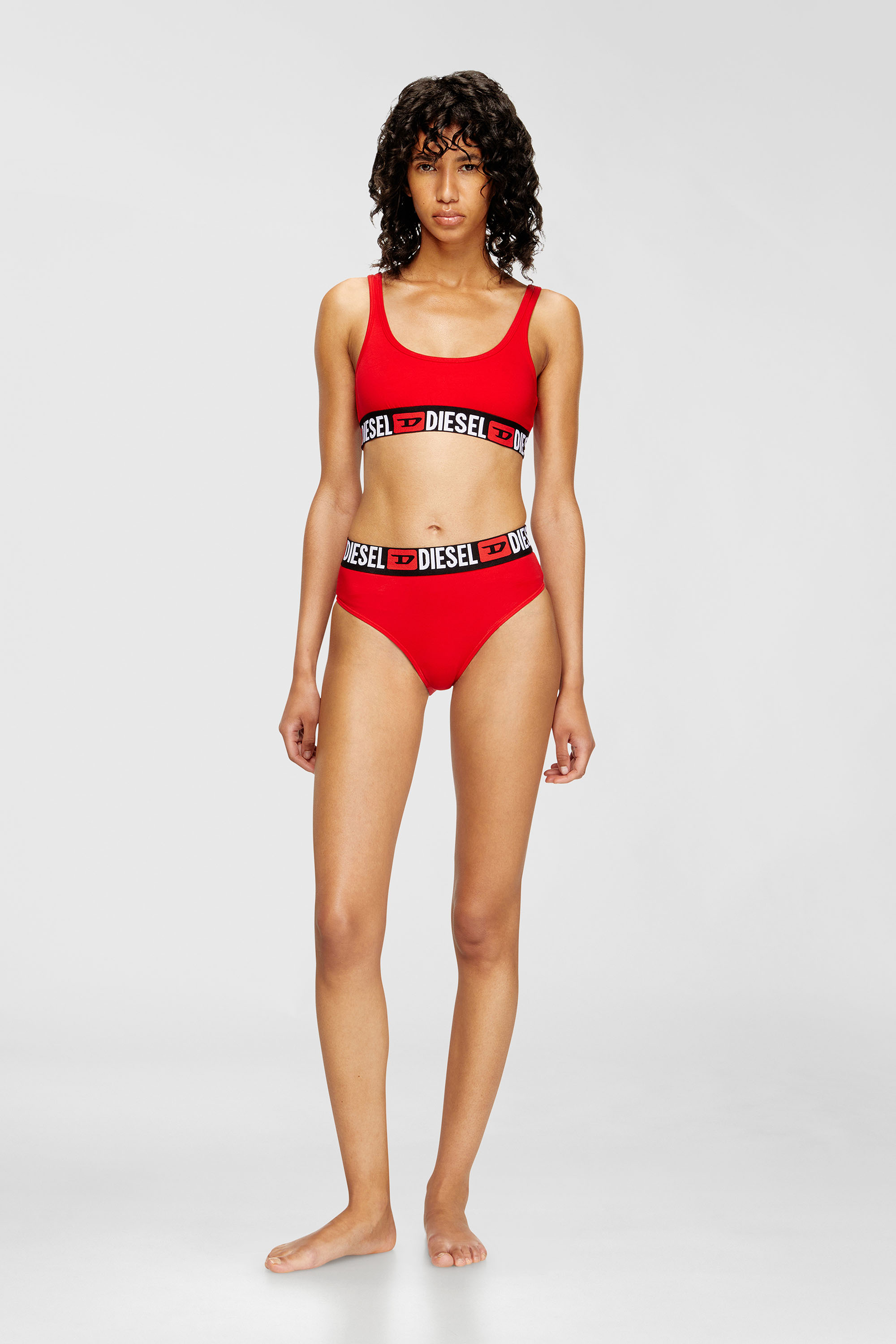 Diesel - UFSB-ORIBA, Bralette con fascia logata Donna in Rosso - 1
