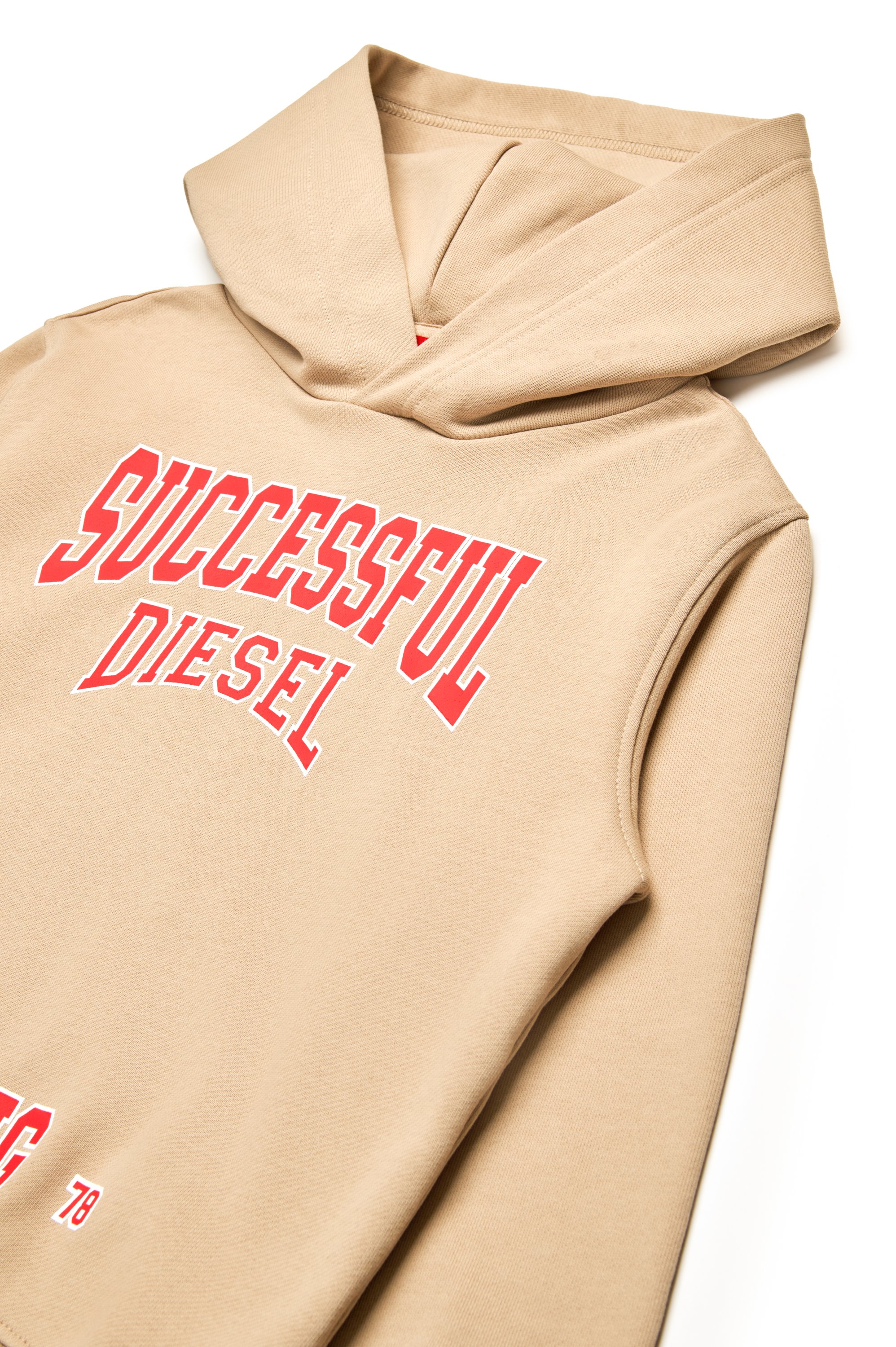 Diesel - SBOXTHOODN7 OVER, Felpa con cappuccio con logo stile college Uomo in Marrone - 3