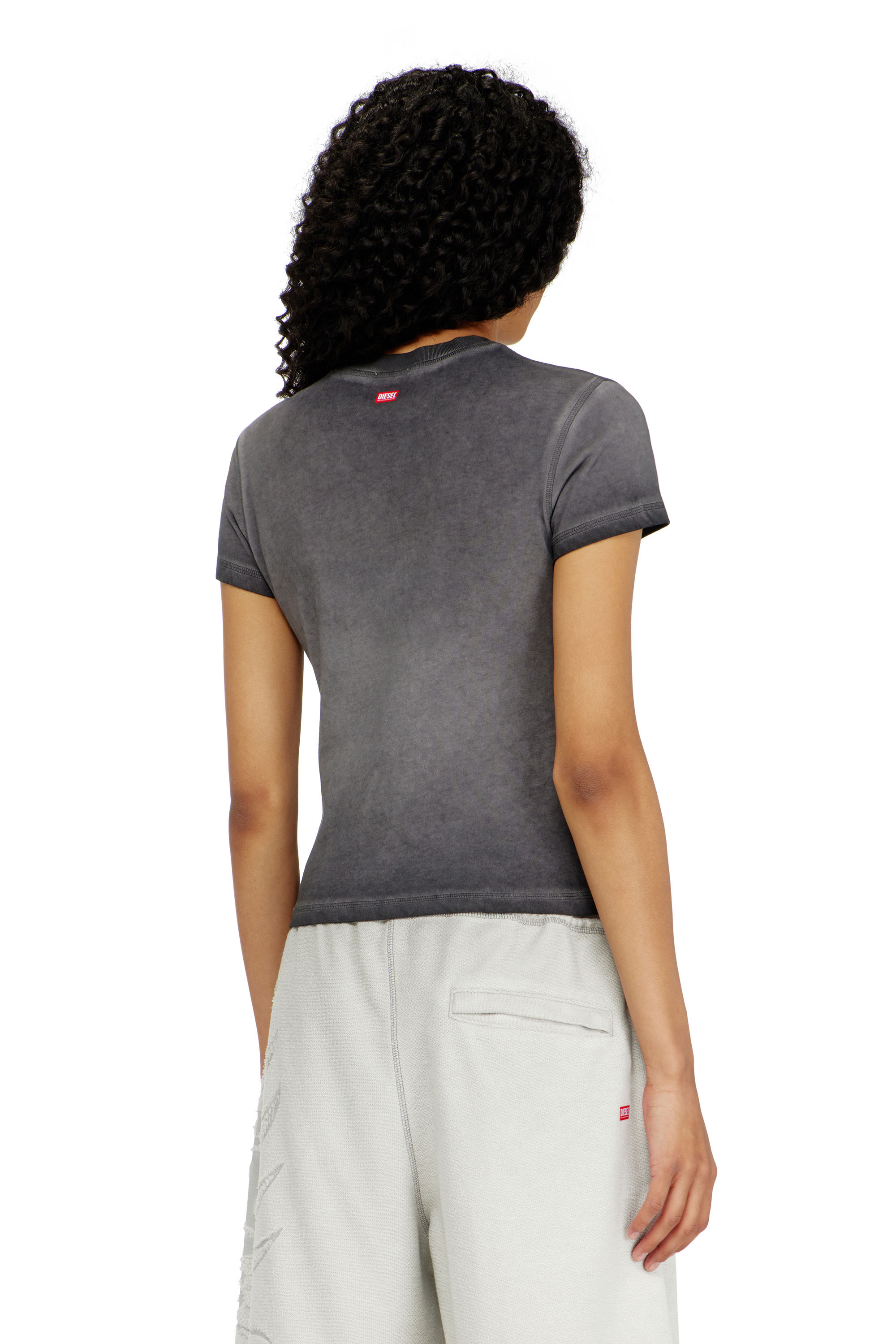 Diesel - T-ILA-AA7, T-shirt slim con d&eacute;vor&eacute; Phoenix Donna in Grigio - 4