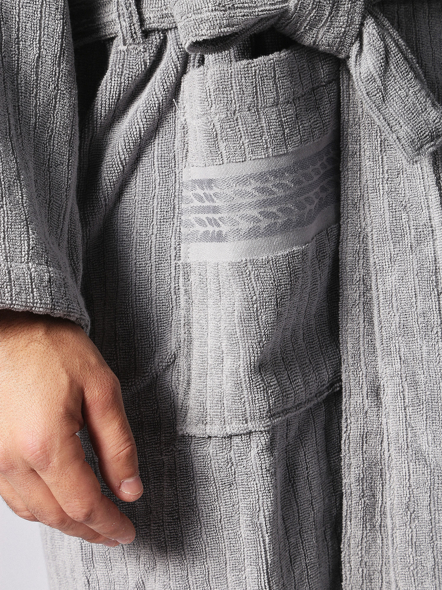 Diesel - 72344 SOLID size L/XL, Accappatoio grigio con tasche decorate, l/xl Unisex in Grigio - 4