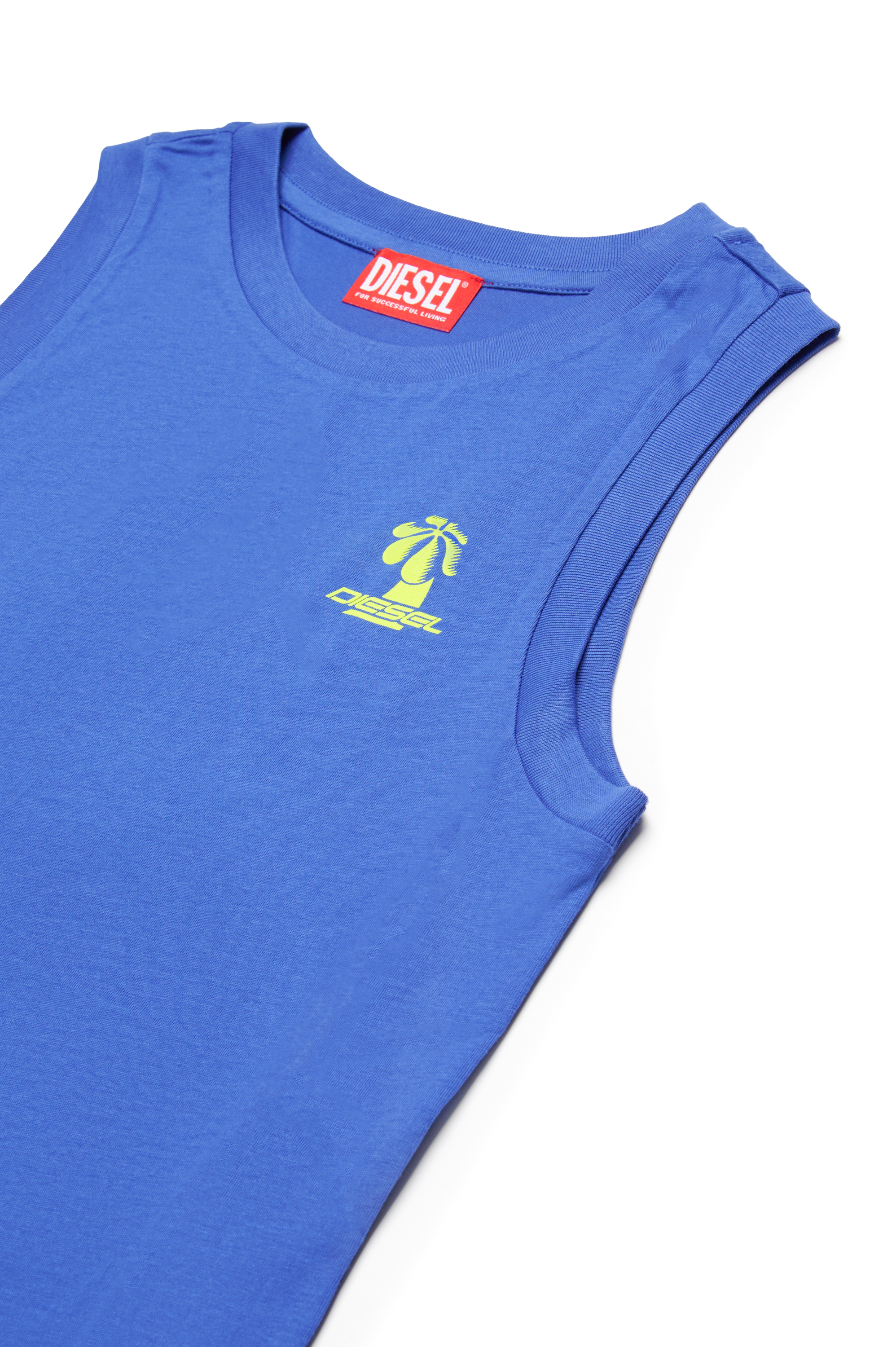 Diesel - MTDENP, Canotta con logo a palme fluo Uomo in Blu - 3