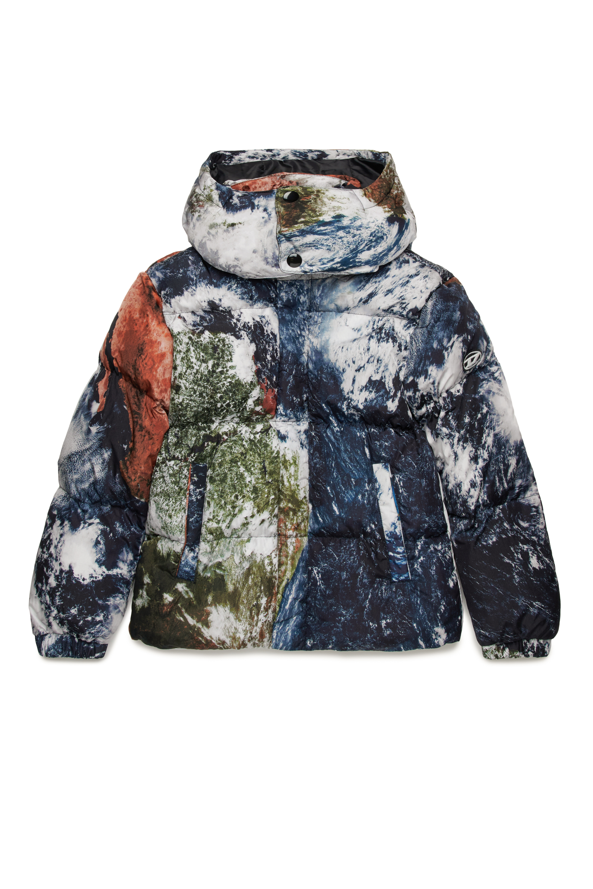 Diesel - JWROLFYSFDPRINT, Unisex Giacca puffer con stampa Planet Camo in Multicolor - Image 1