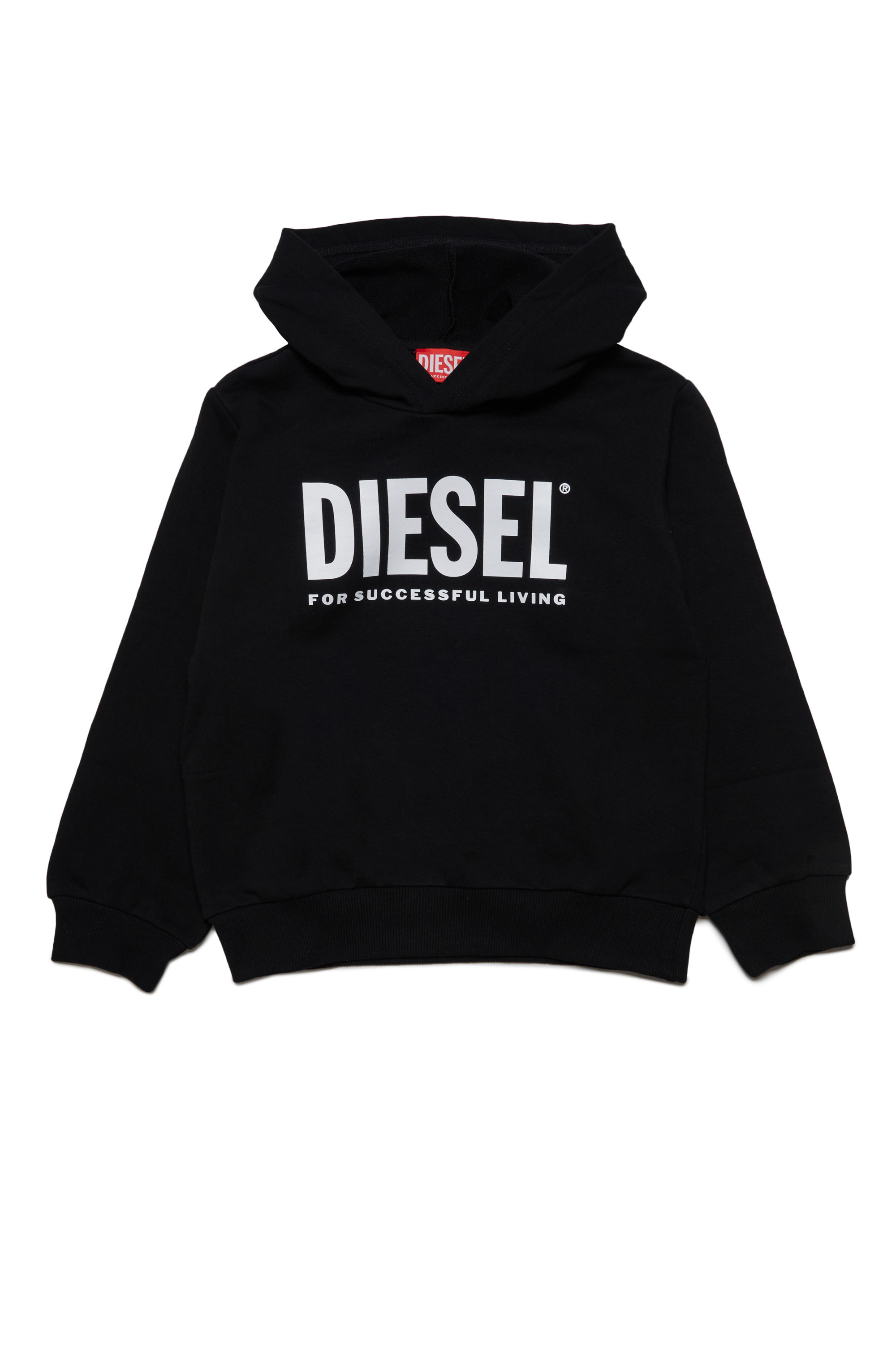 Diesel - LSFORT DI OVER HOOD, Unisex Hoodie with logo print in Black - Image 1