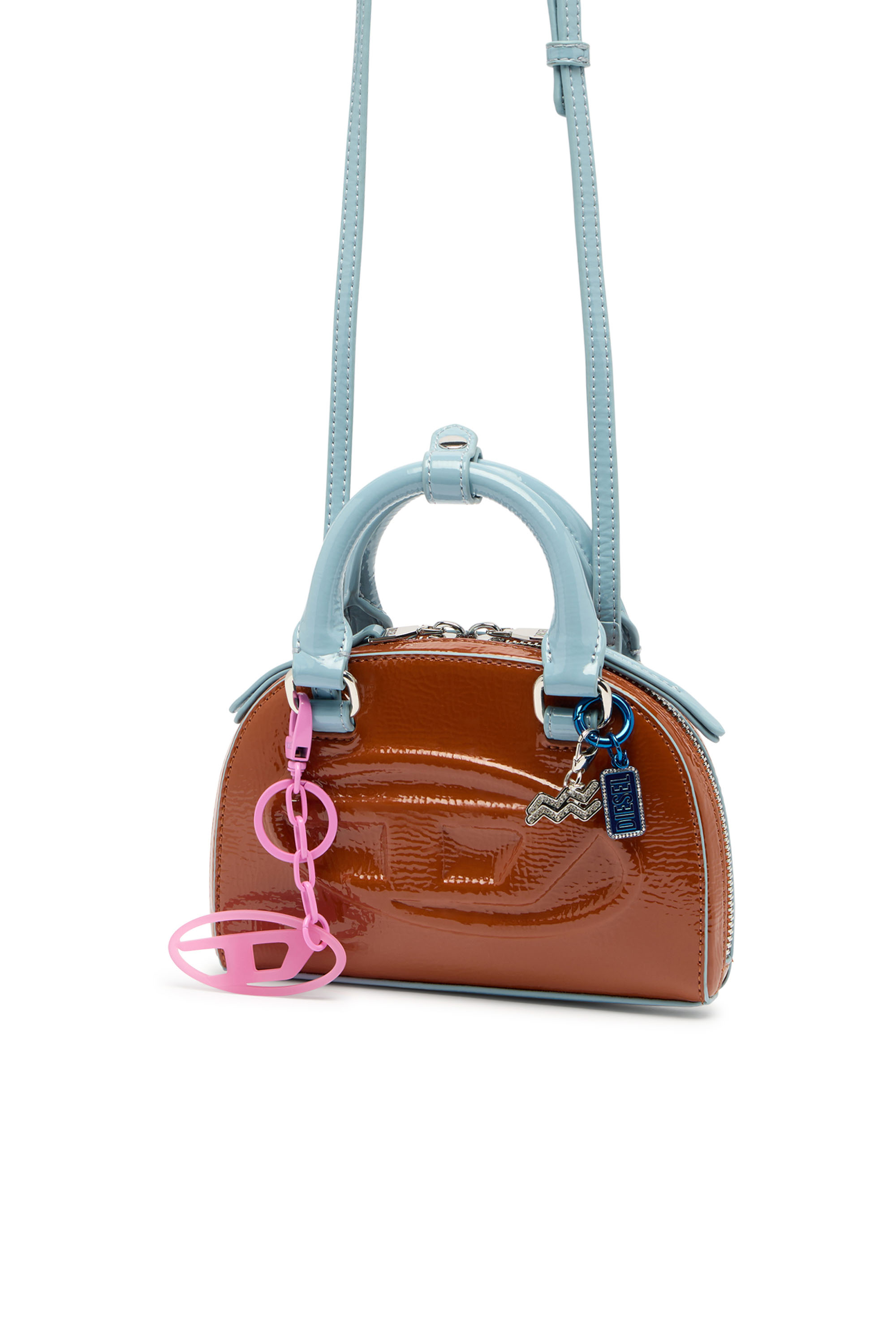 Diesel - 1DR DOME CROSSBODY XS, 1DR Dome-Borsa bowling slim effetto naplak Donna in Marrone - 2