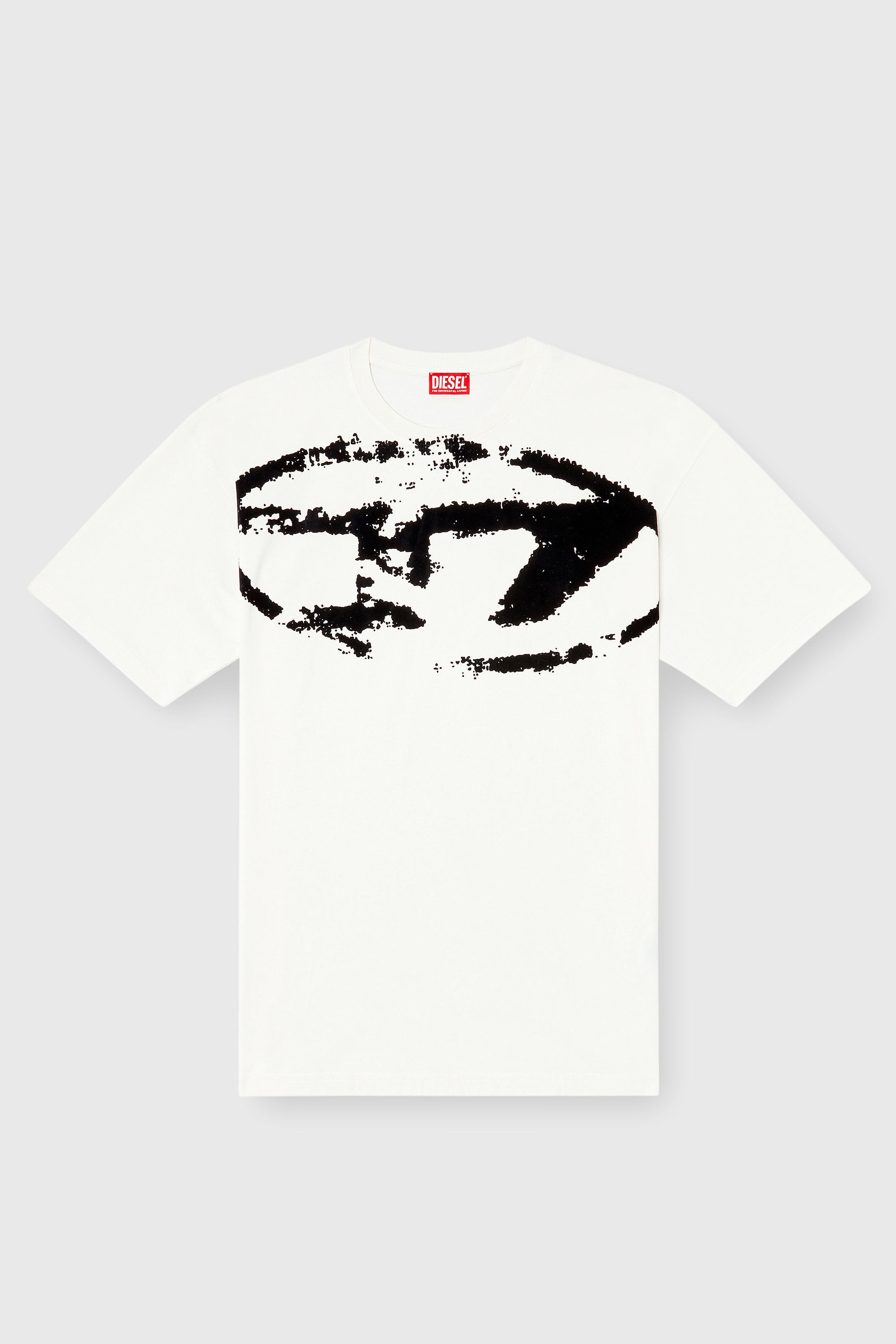 Diesel - T-BOXT-N14, T-shirt con stampa distressed floccata Uomo in Bianco - 2
