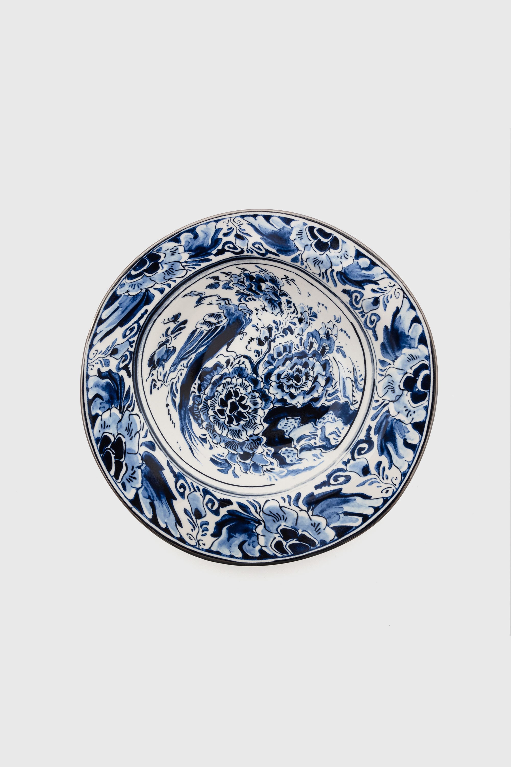 Diesel - 11222 SOUP PLATE IN PORCELAIN "CLASSIC O, Unisex's Pocelain soupe plate in White/Blue - 2