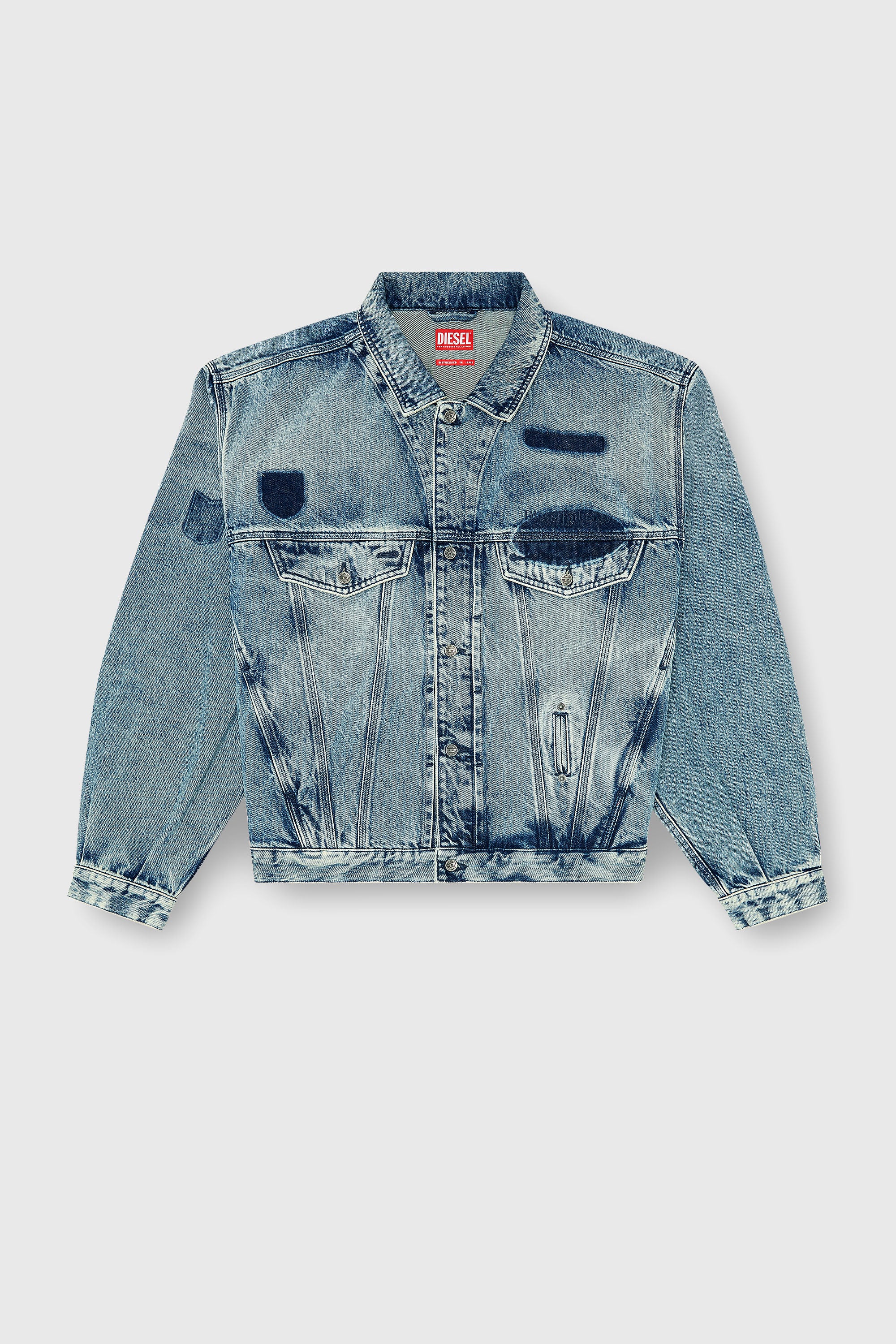 Diesel - D-DENVER-S2, Giacca trucker con effetto patch Unisex in Blu - 2