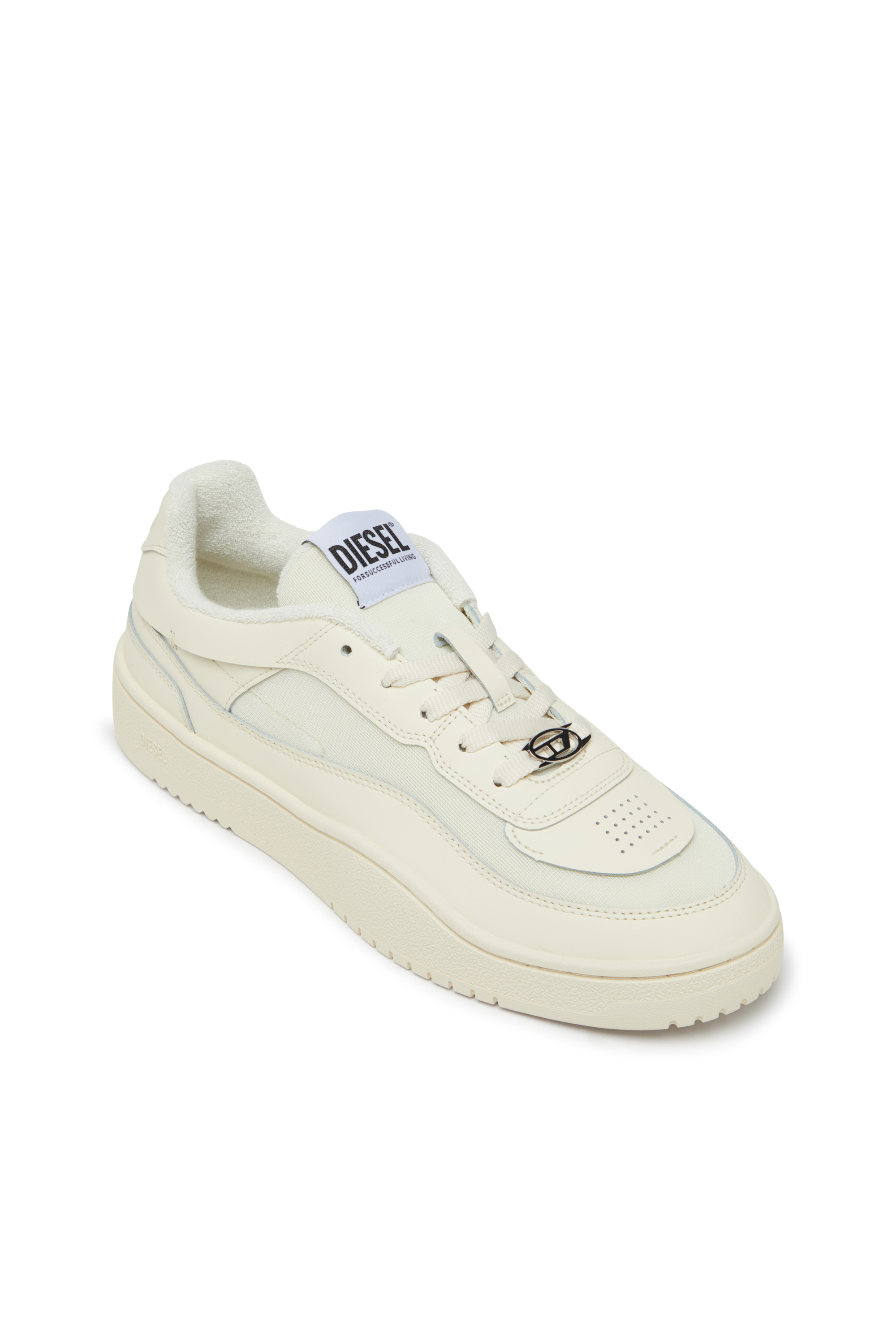 Diesel - S-OVAL SKATE LOW, S-Oval Skate-Sneaker in pelle e tessuto Uomo in Beige - 6